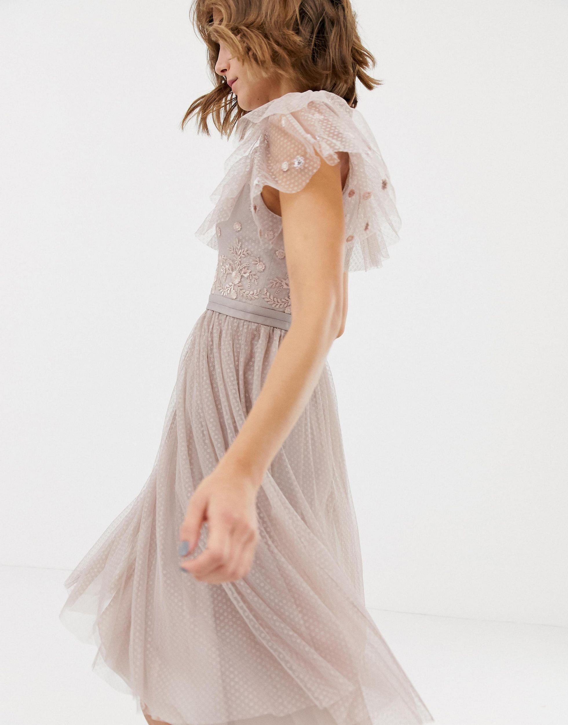 needle & thread tulle cami skater dress in rose