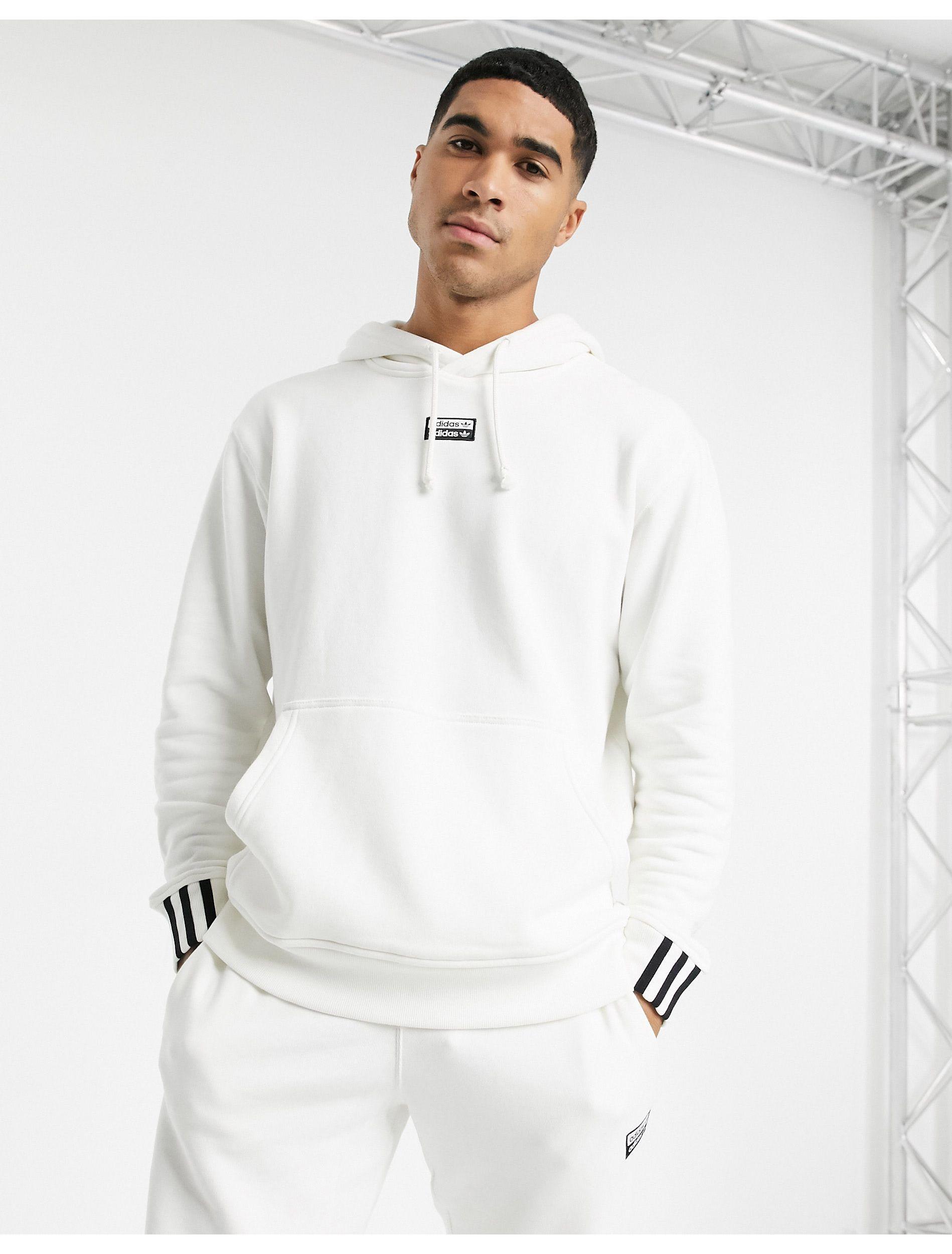 adidas originals hoodie with stripes and central logo in white ,royaltechsystems.co.in