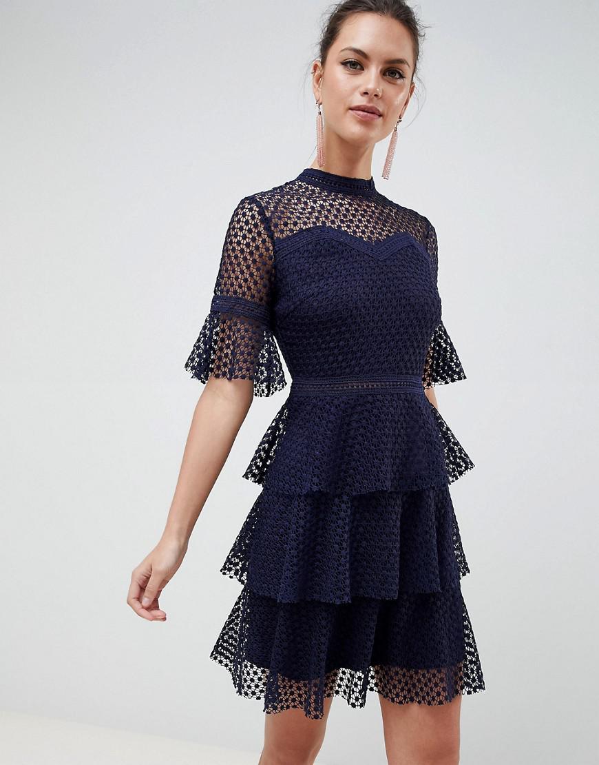 navy blue layered dress