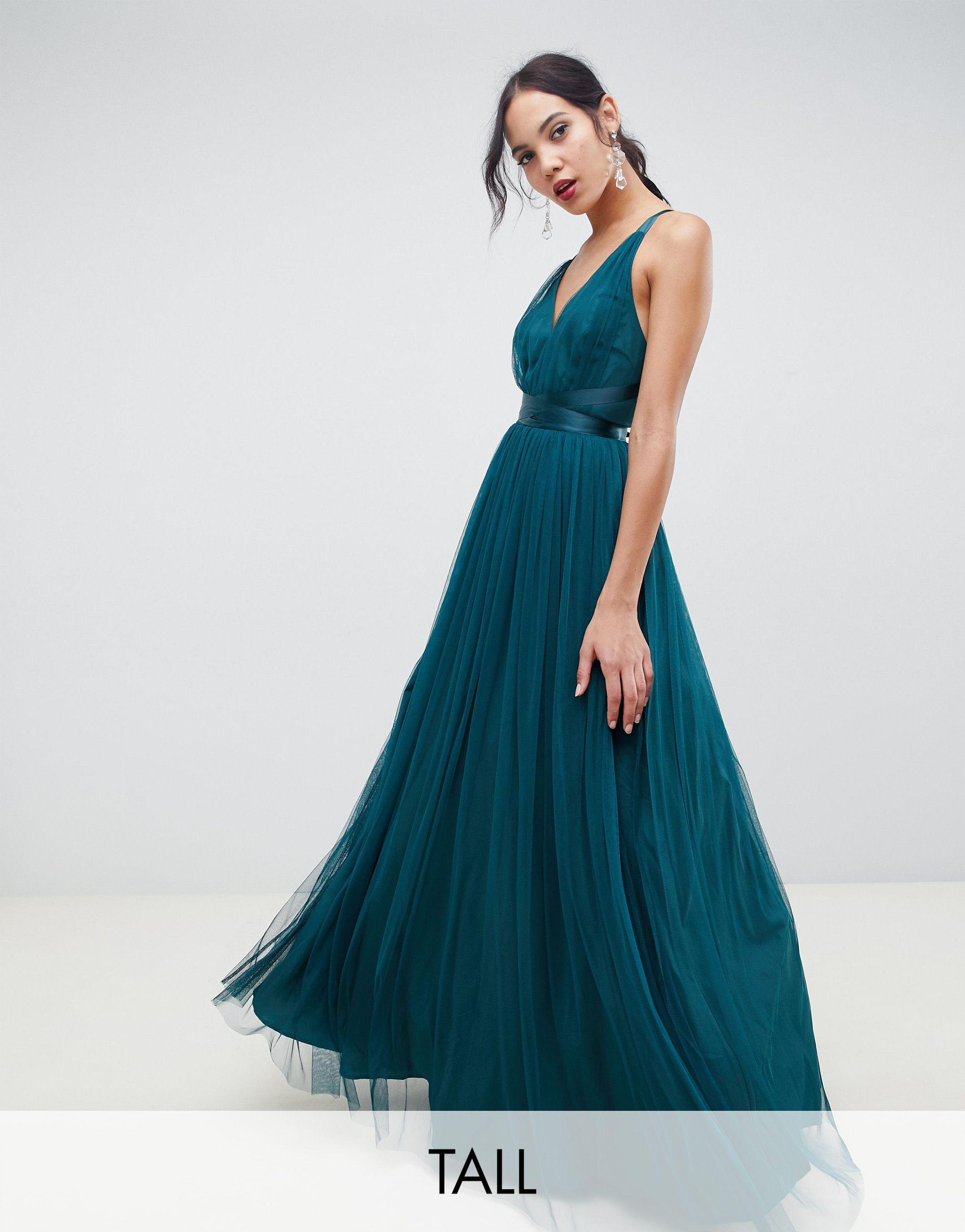 asos petite premium tulle mini prom dress with ribbon ties