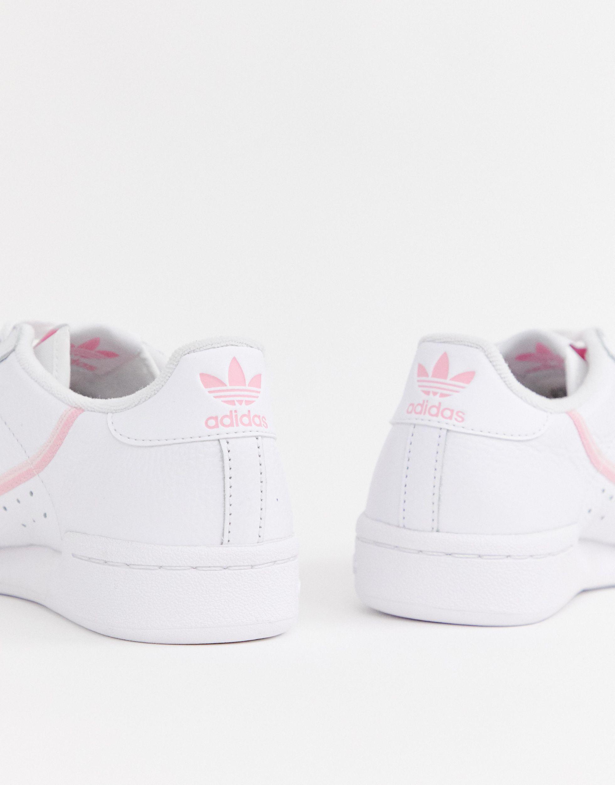 adidas Originals Leather White And Pink Continental 80 Trainers | Lyst