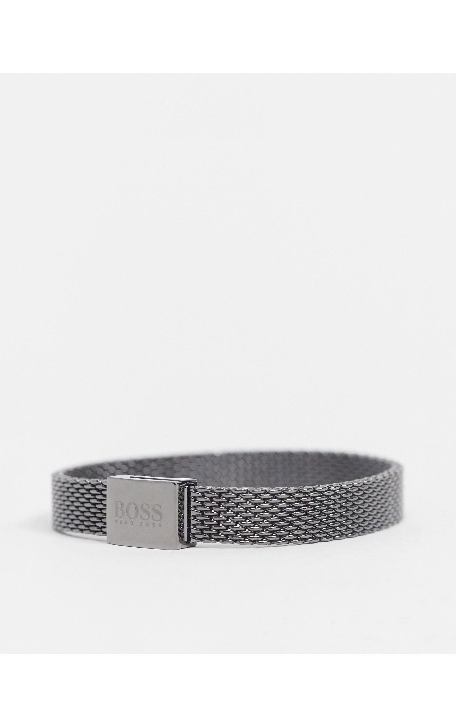 Mens Jewellery Bracelets BOSS by HUGO BOSS Metal Mesh Bracelet in Grey for Men Grey 