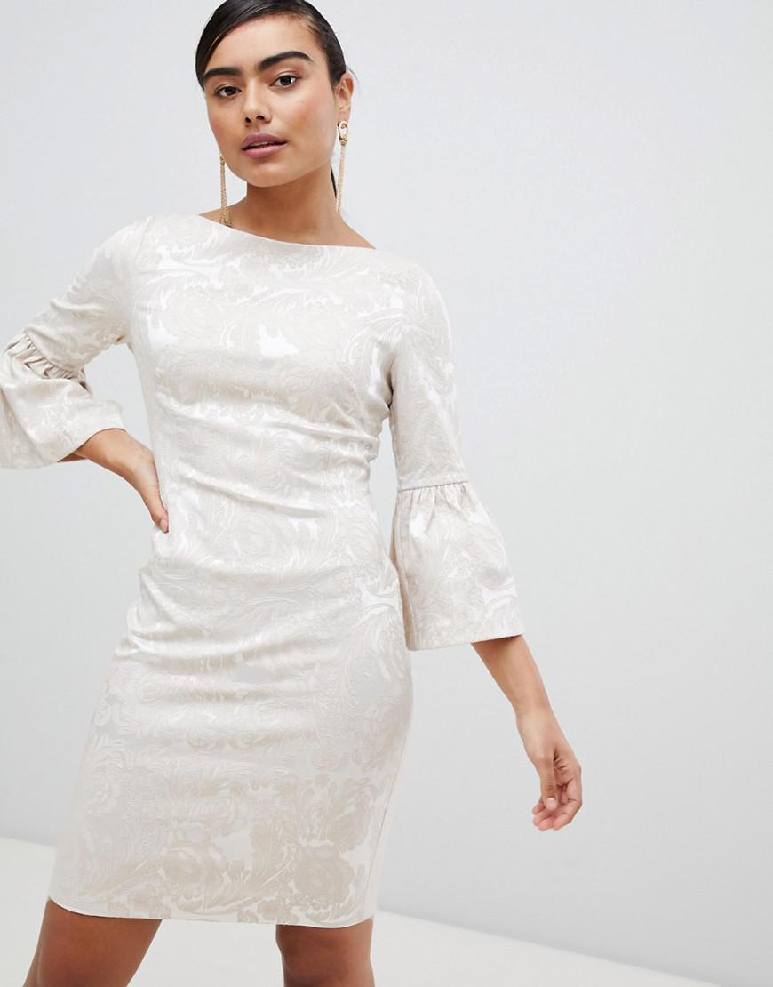 flute sleeve midi dress