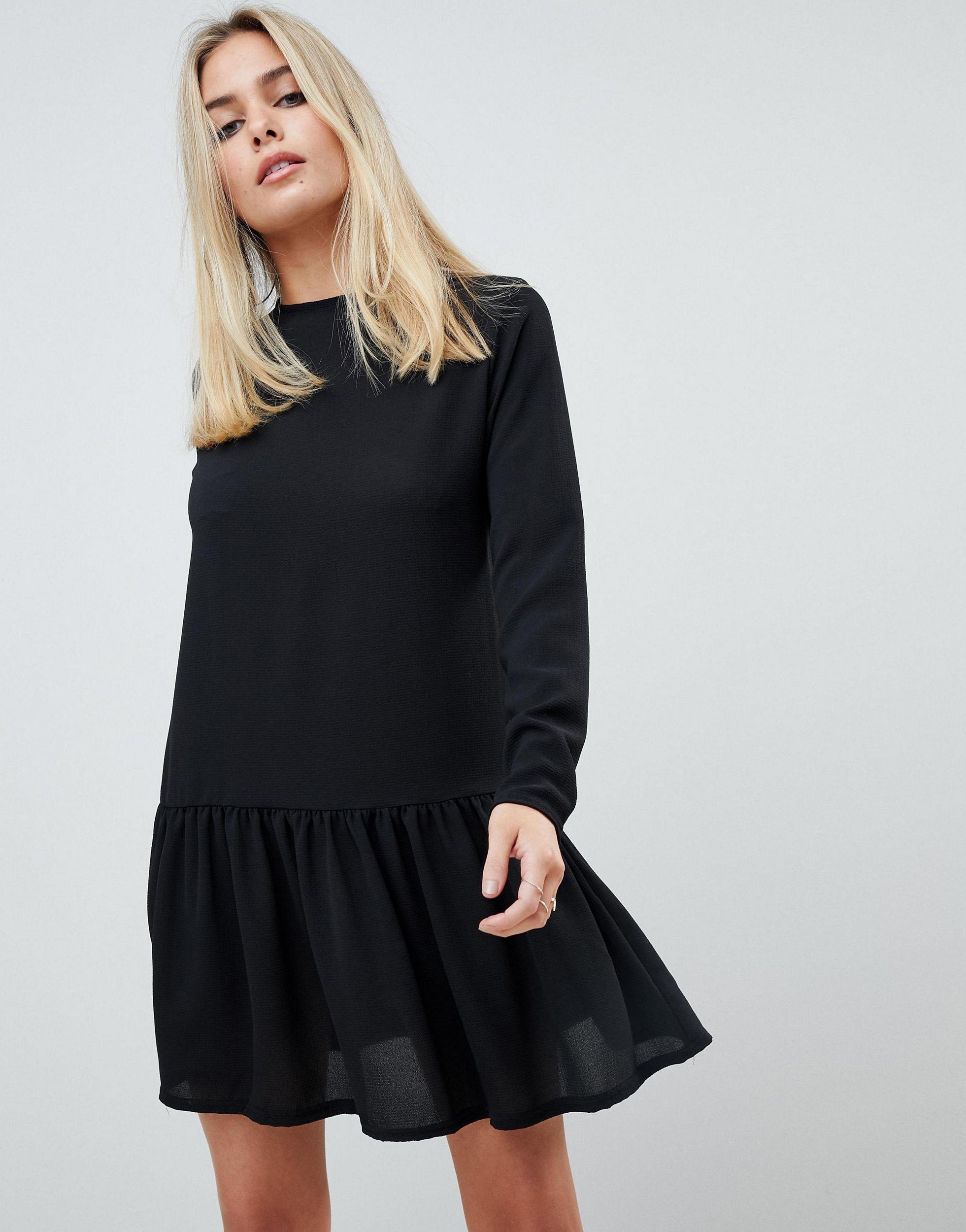 long sleeve frill hem dress