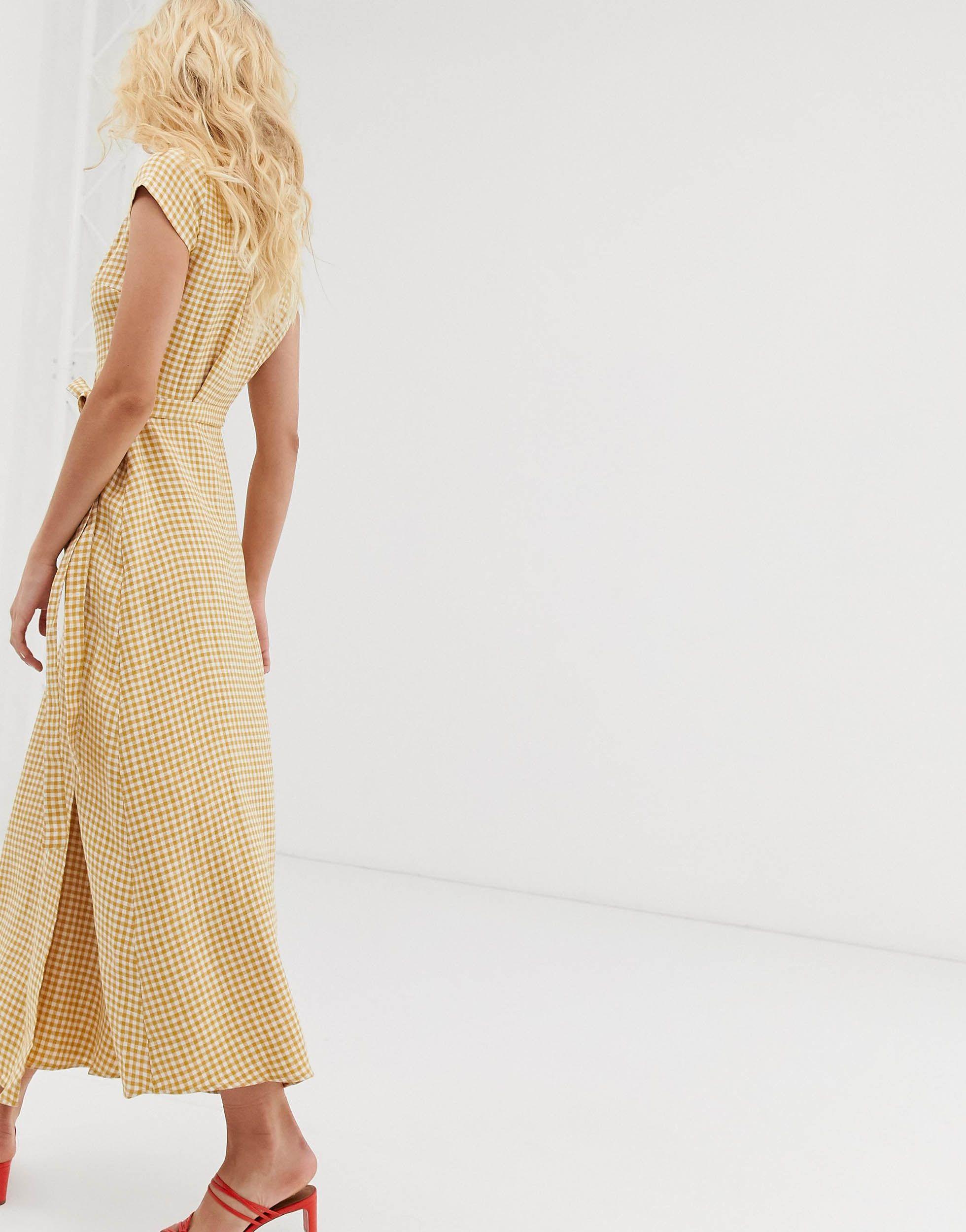 yellow linen wrap dress