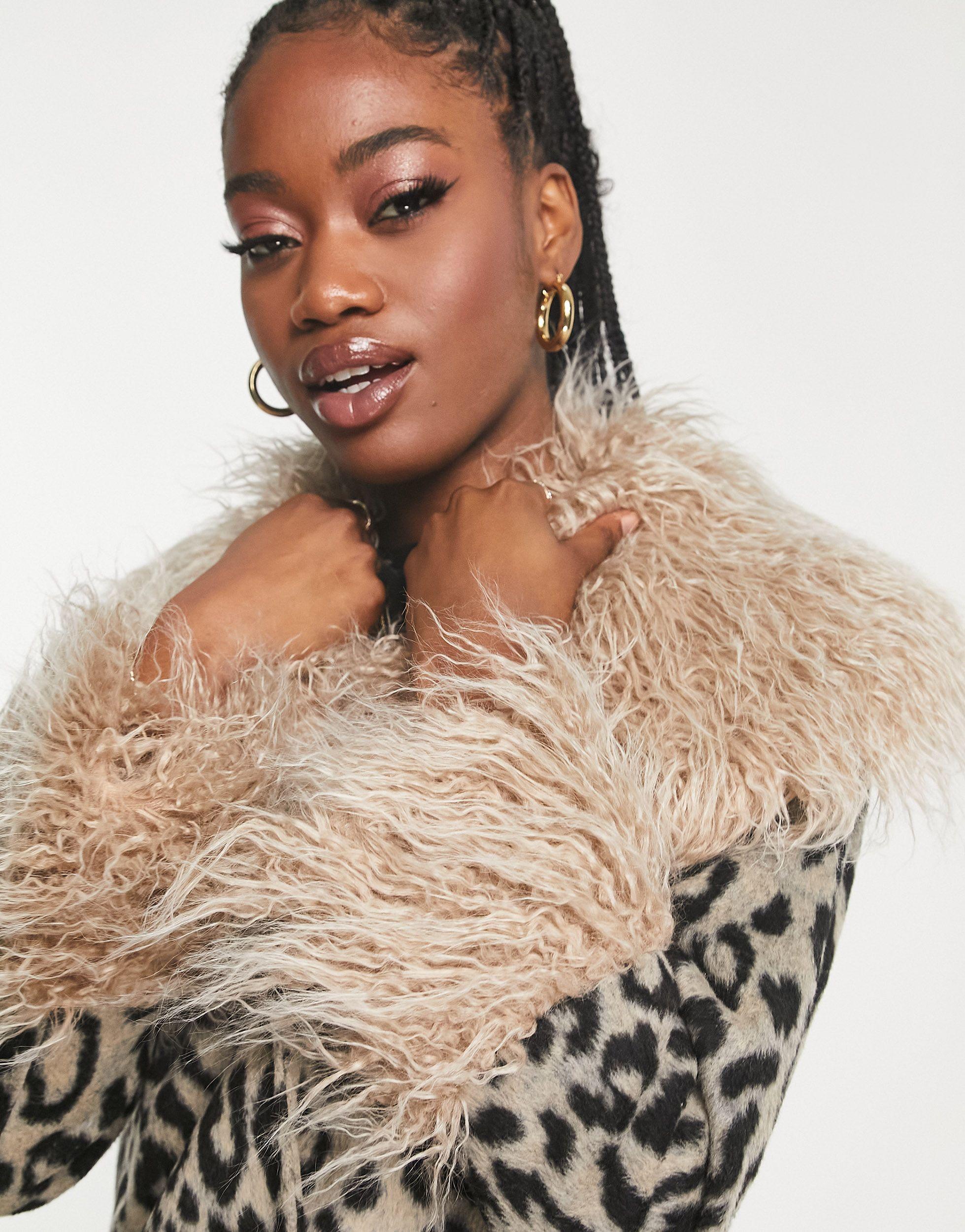 Veste à imprimé léopard avec bordures en fausse fourrure Miss Selfridge en  coloris Neutre | Lyst