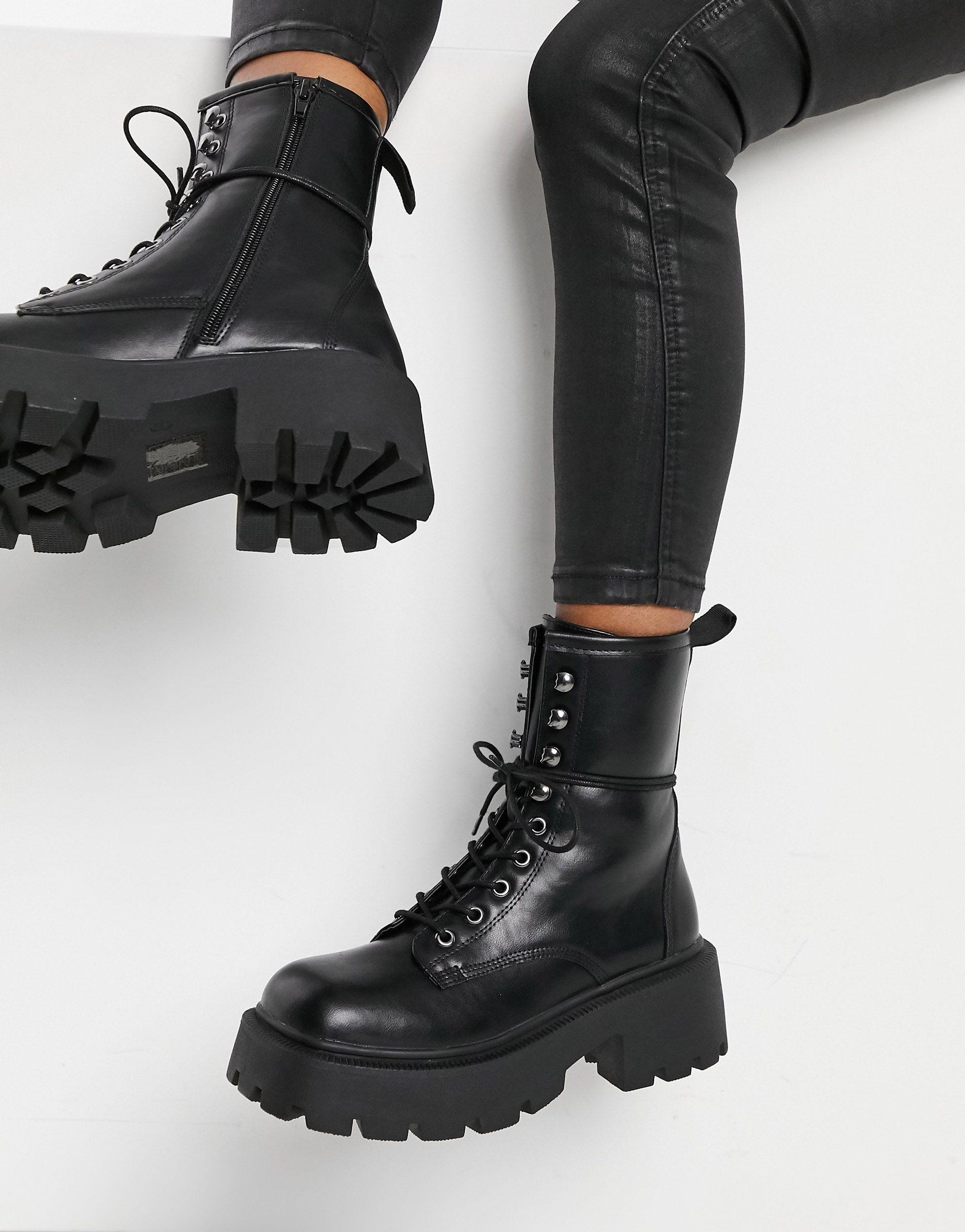 square toe chunky boots