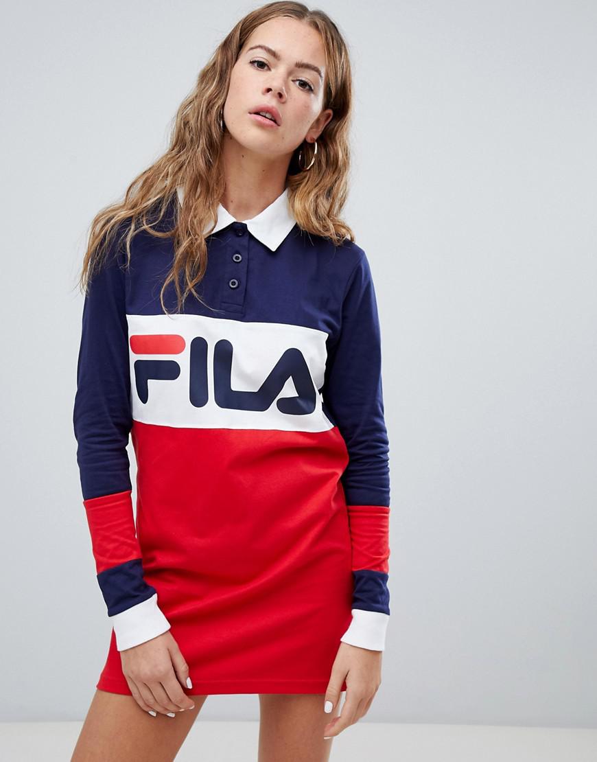 Robe style rugby manches longues style color block Fila en coloris Rouge |  Lyst