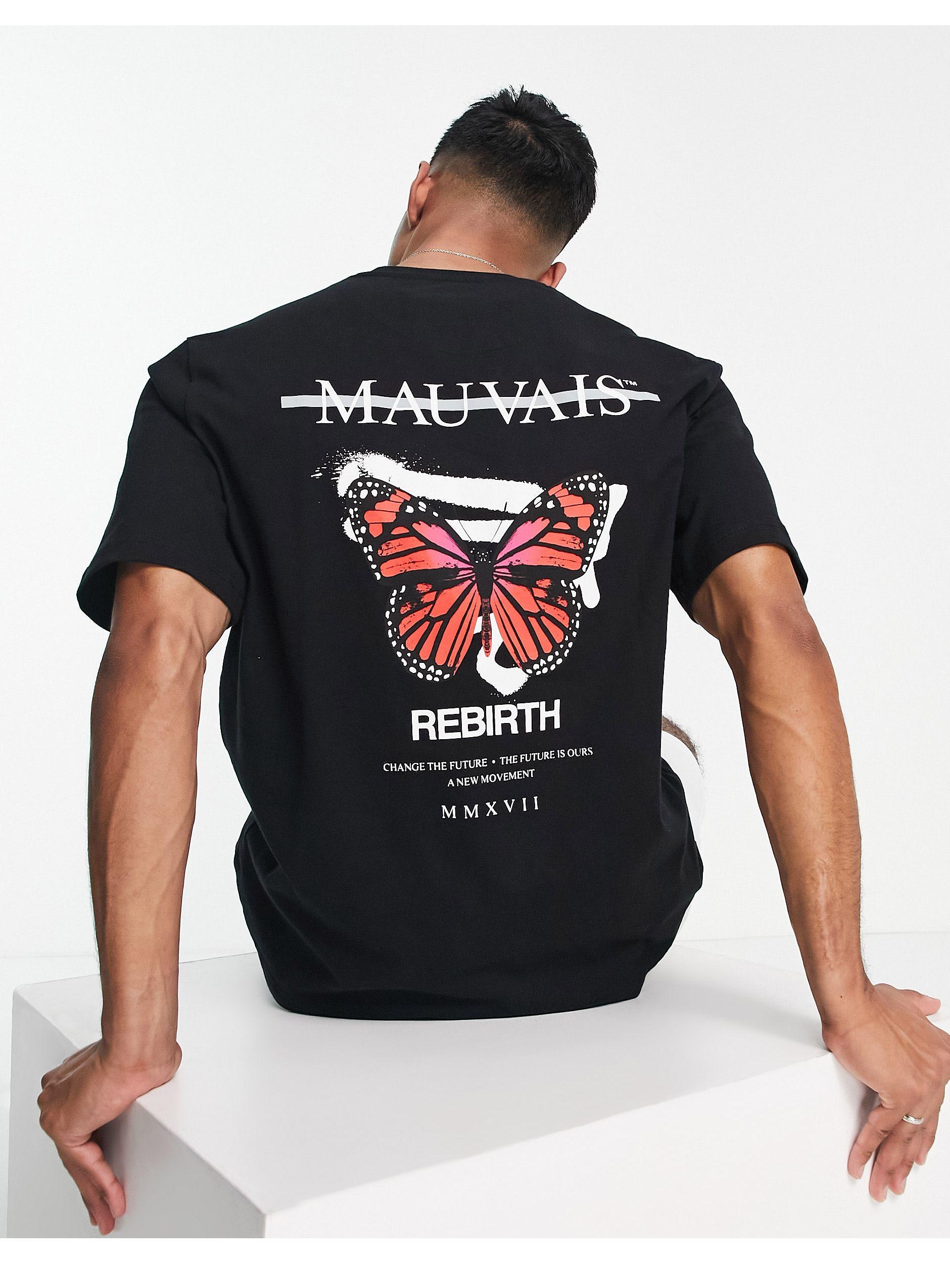 Mauvais Relaxed Fit Butterfly Back Print T-shirt in Black for Men | Lyst