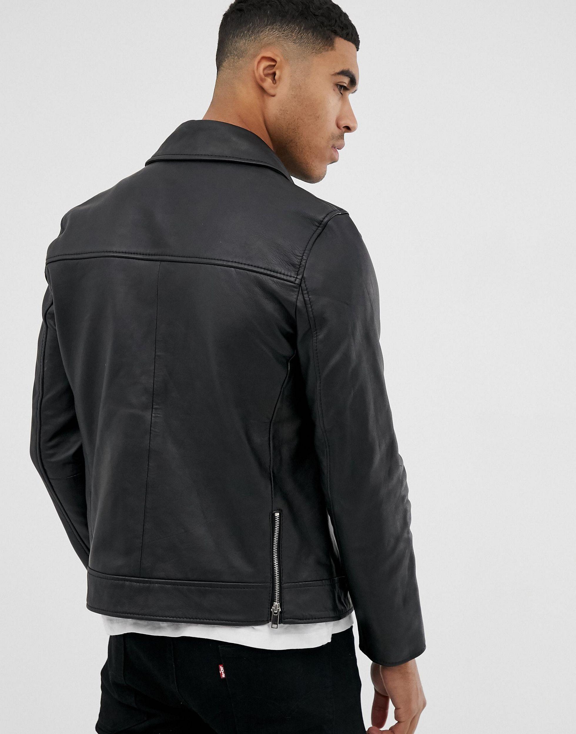 BOLONGARO TREVOR Black Whoese Leather Jacket RRP £325 