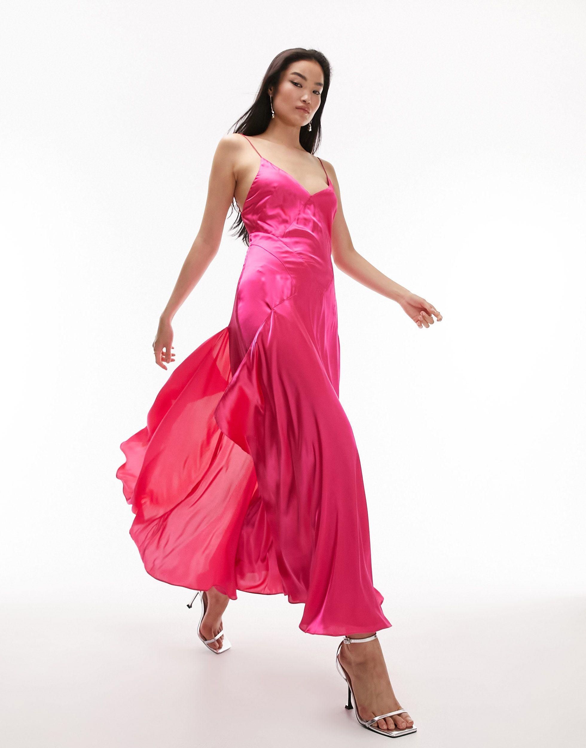 Satin midi cami dress sales