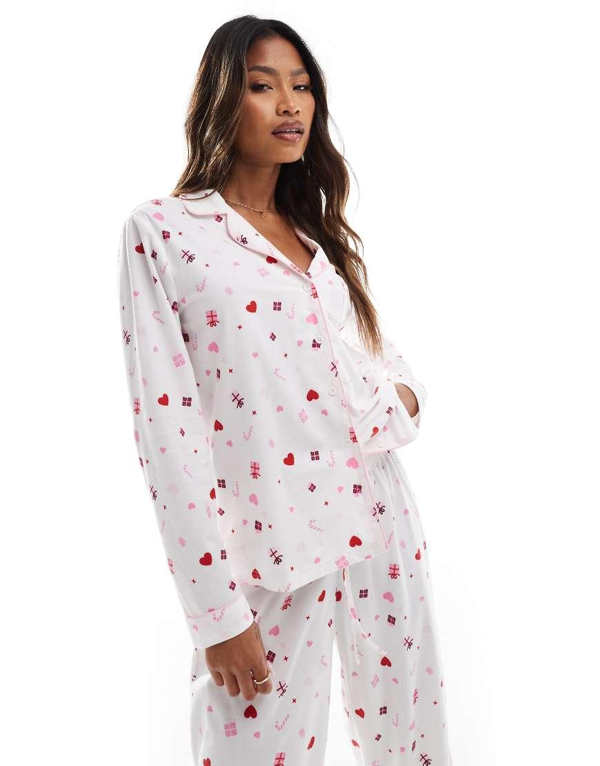 Boux Avenue Fleece Long Sleeve Trouser Pjs in White Lyst UK