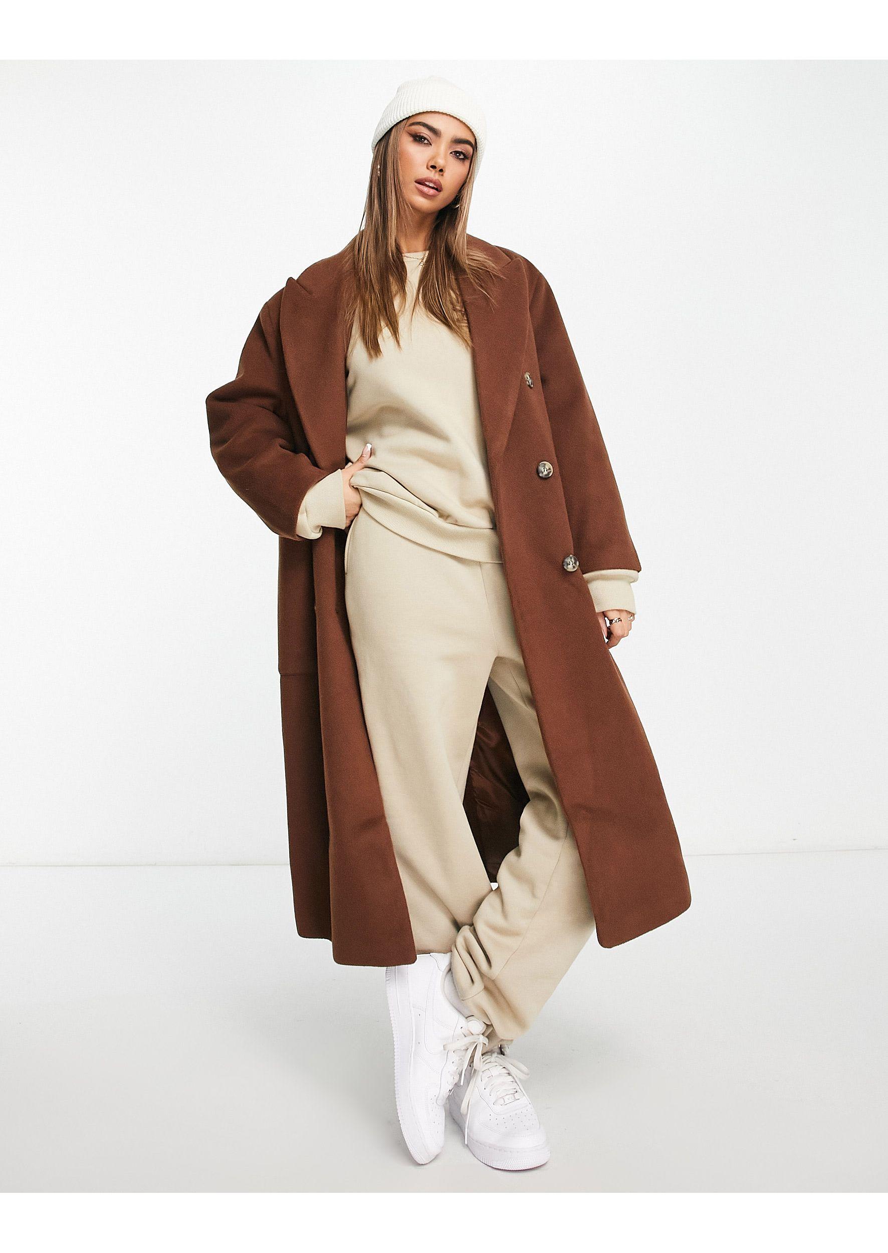 Pull&Bear Exclusive Oversized Tailored Coat in Brown | Lyst