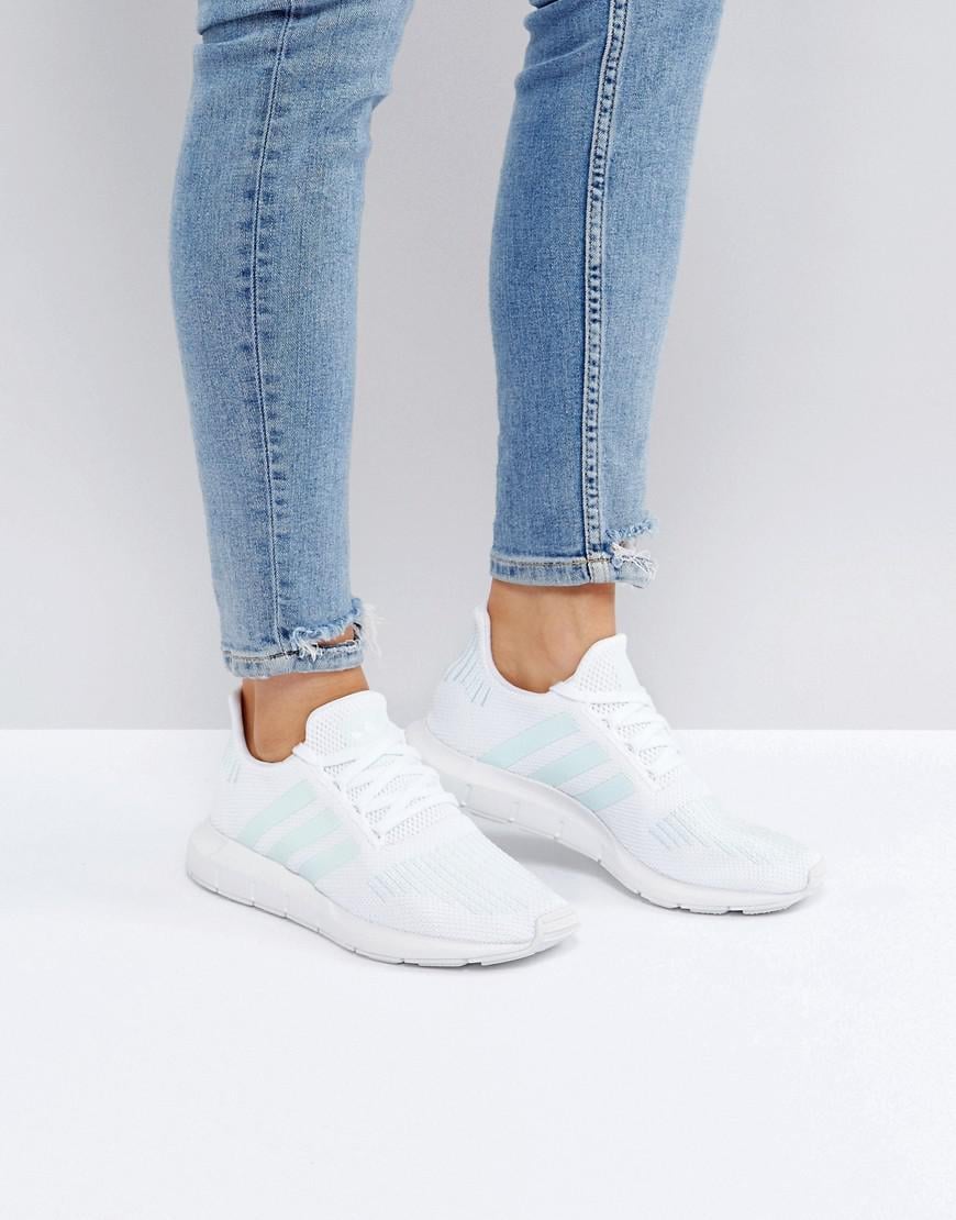 adidas Originals Originals Run Sneakers In White Mint Stripe | Lyst