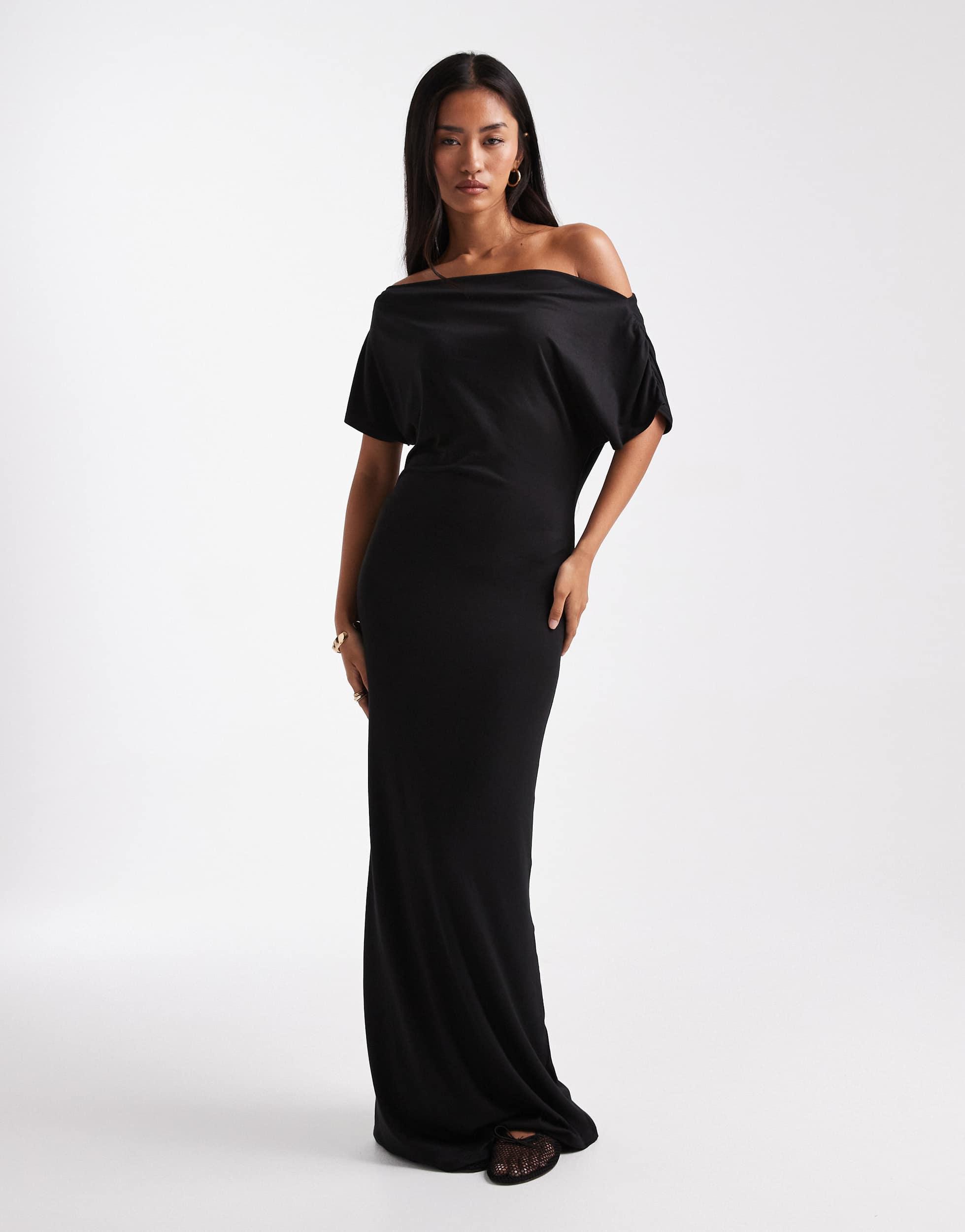 miss selfridge off the shoulder dress Miss Selfridge foldover Off the Shoulder Mini Dress in Black