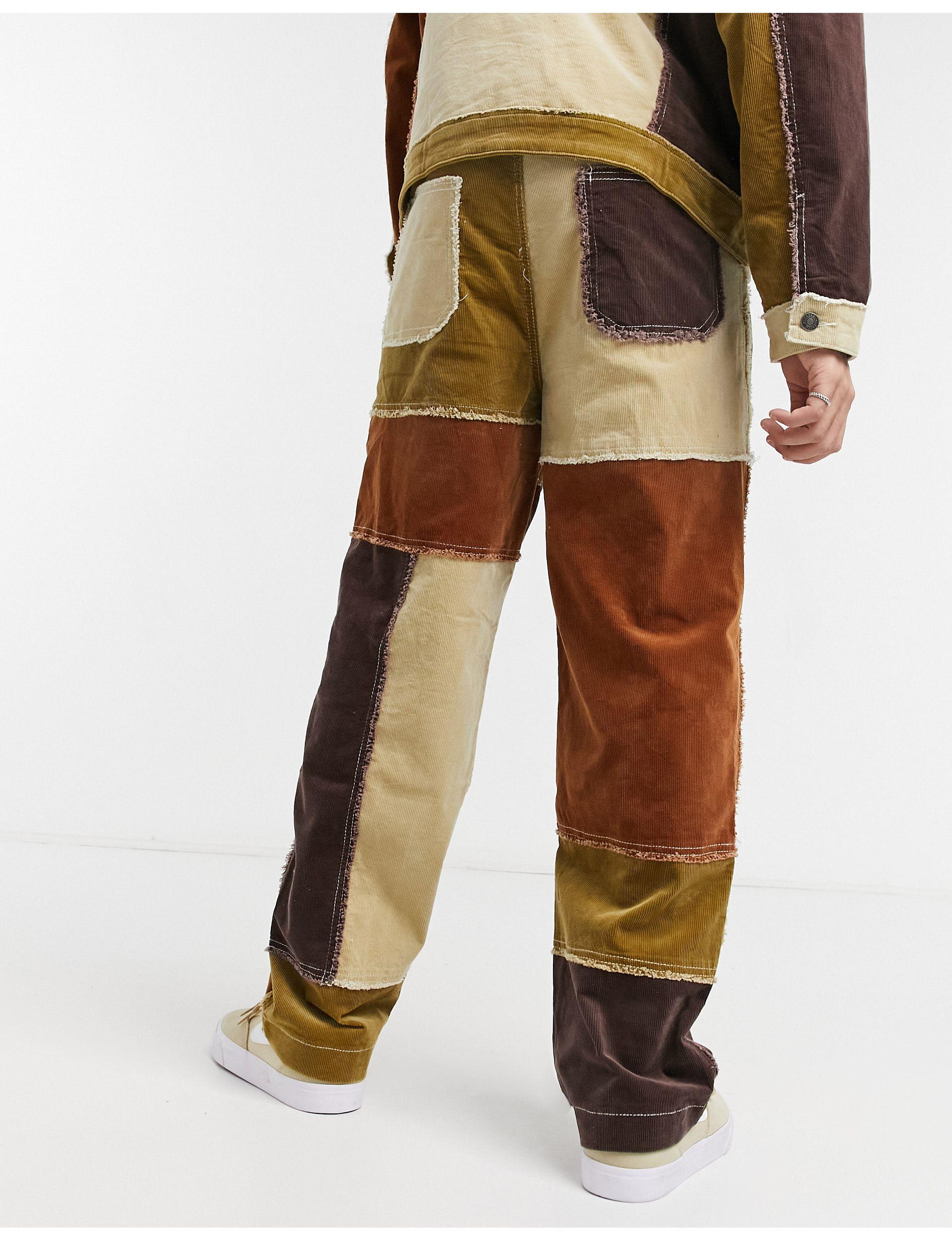 Denim Frayed Patchwork Jeans 