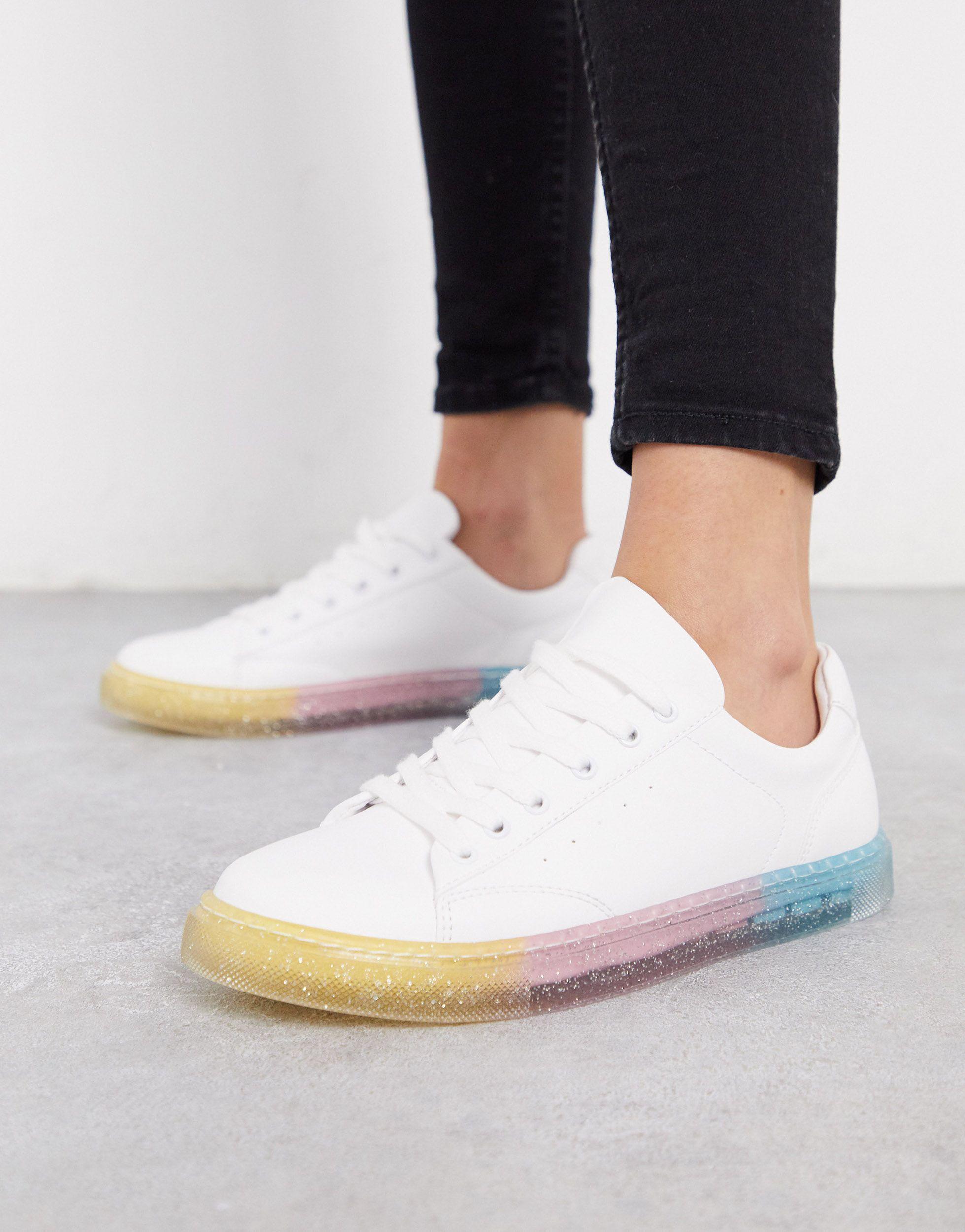 Sneakers bianche con suola glitterata di Bershka in Bianco | Lyst