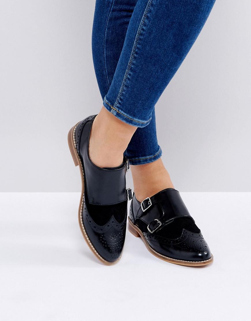 Download ASOS Mister Leather Monk Shoes in Black - Lyst