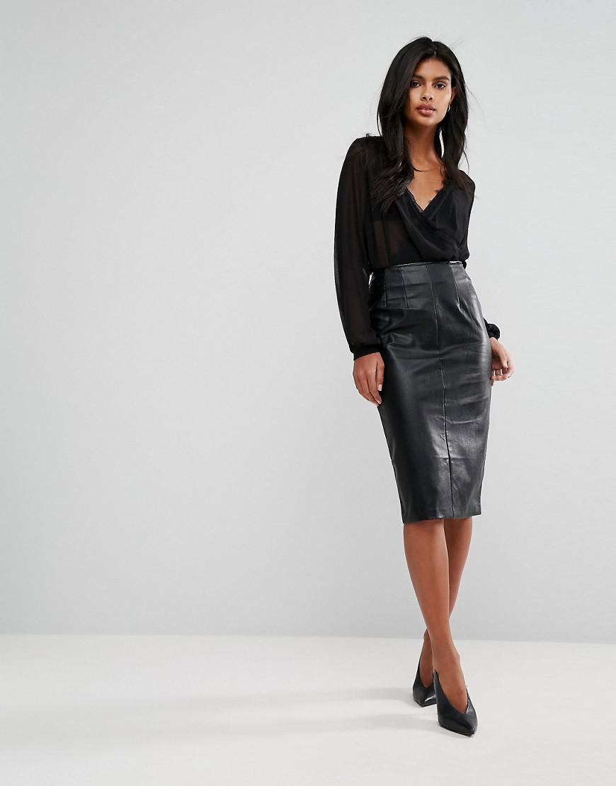 Oasis Black Faux Leather Skirt Online Sale, UP TO 50% OFF