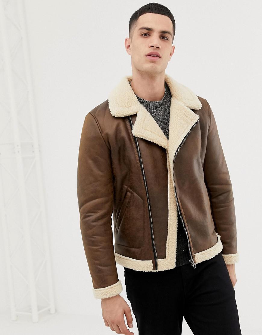 Only & Sons Aviator Jacket in Brown for Men | Lyst