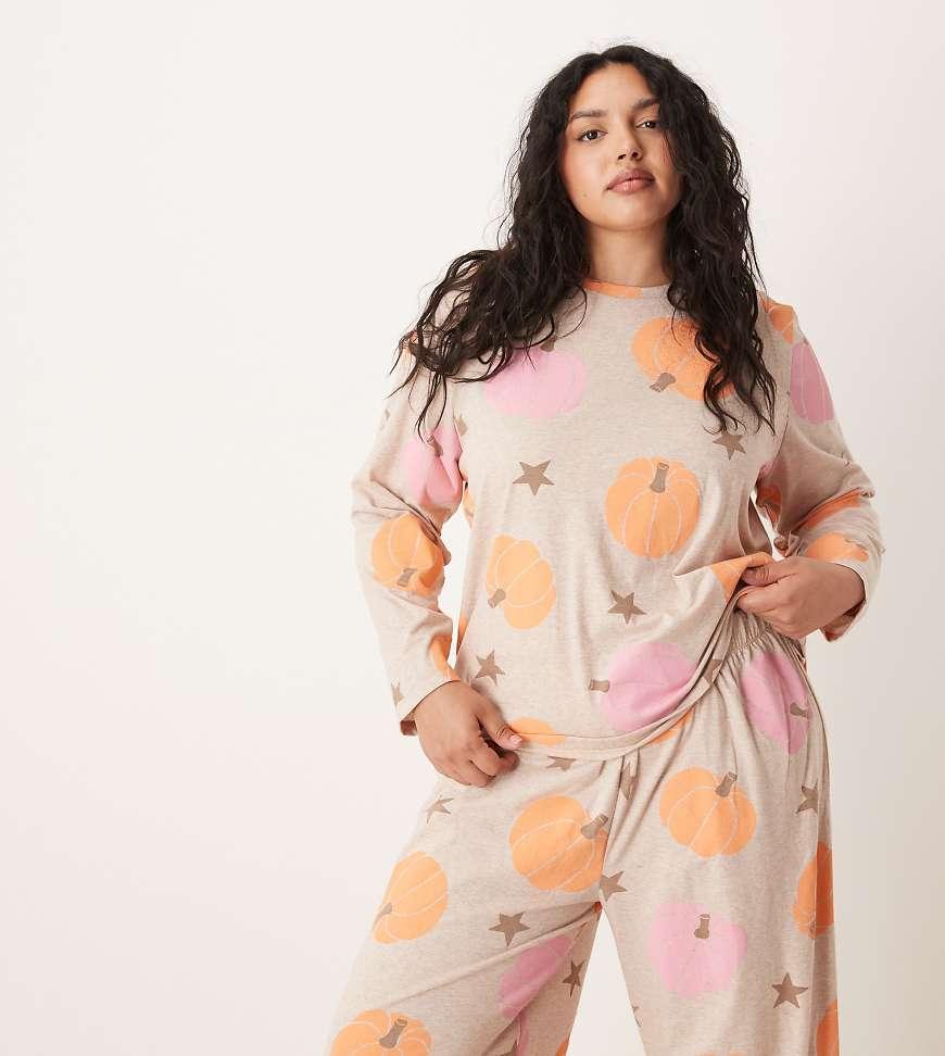 ASOS Asos Design Curve Long Sleeve Top Trouser Pyjama Set in