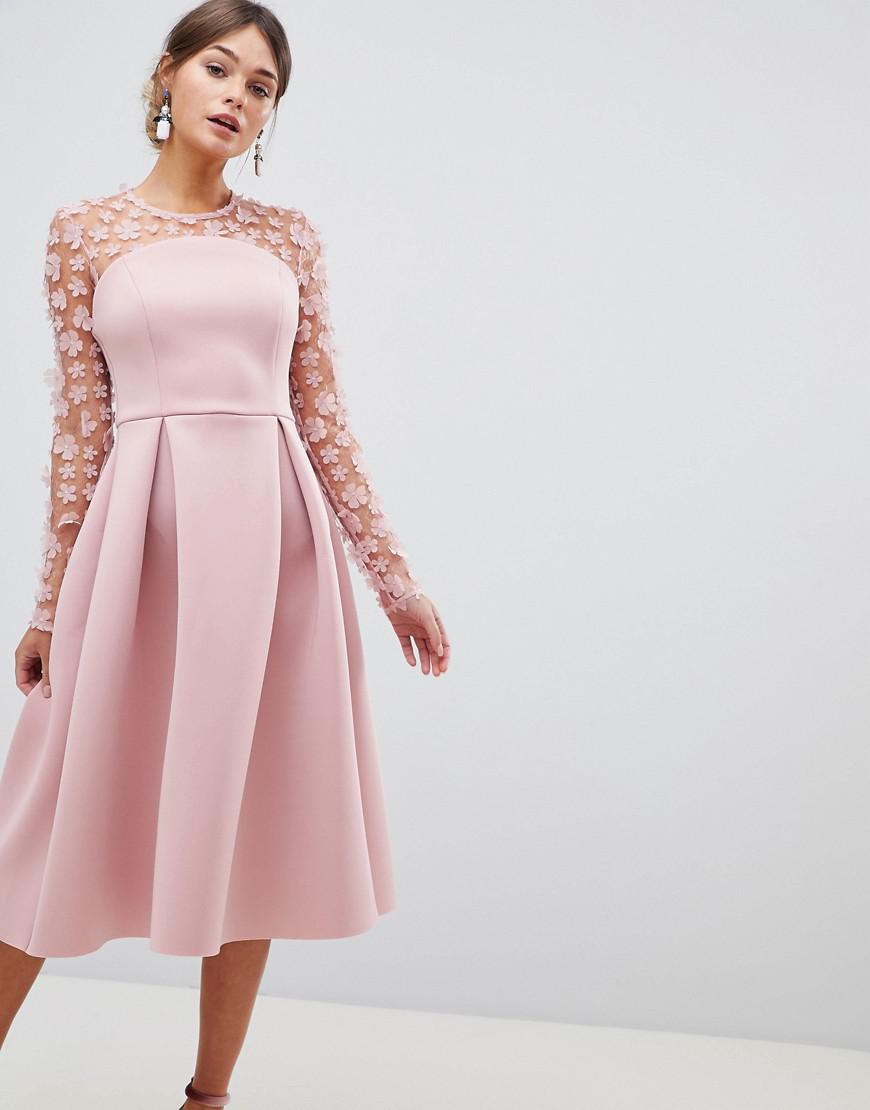 ASOS 3d Floral Lace Bandeau Scuba Prom 