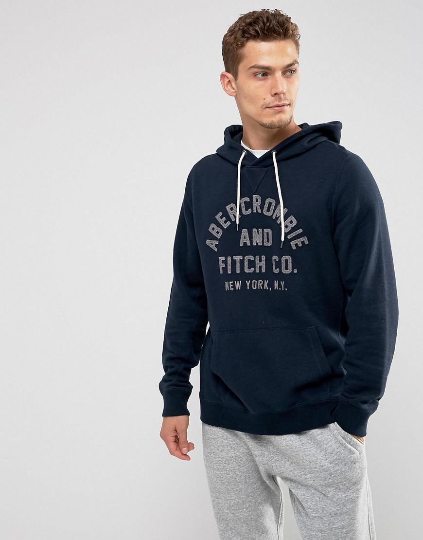 Abercrombie & Fitch Logo Hoodie In Navy in Blue for Men | Lyst