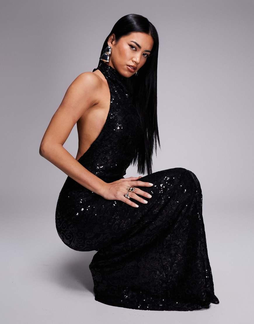 asos black sequin dress ASOS Design - Sequin Bandeau Midi Dress - Women - Polyester/Elastane - 10 US