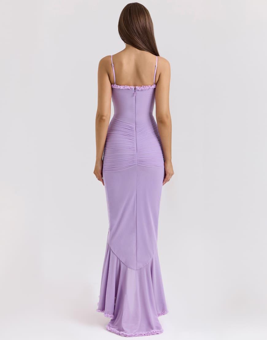 house of cb purple ruffle dress HOUSE OF CB ARIELA MULBERRY RUFFLE MAXI DRESS SIZE 6, 8, 10