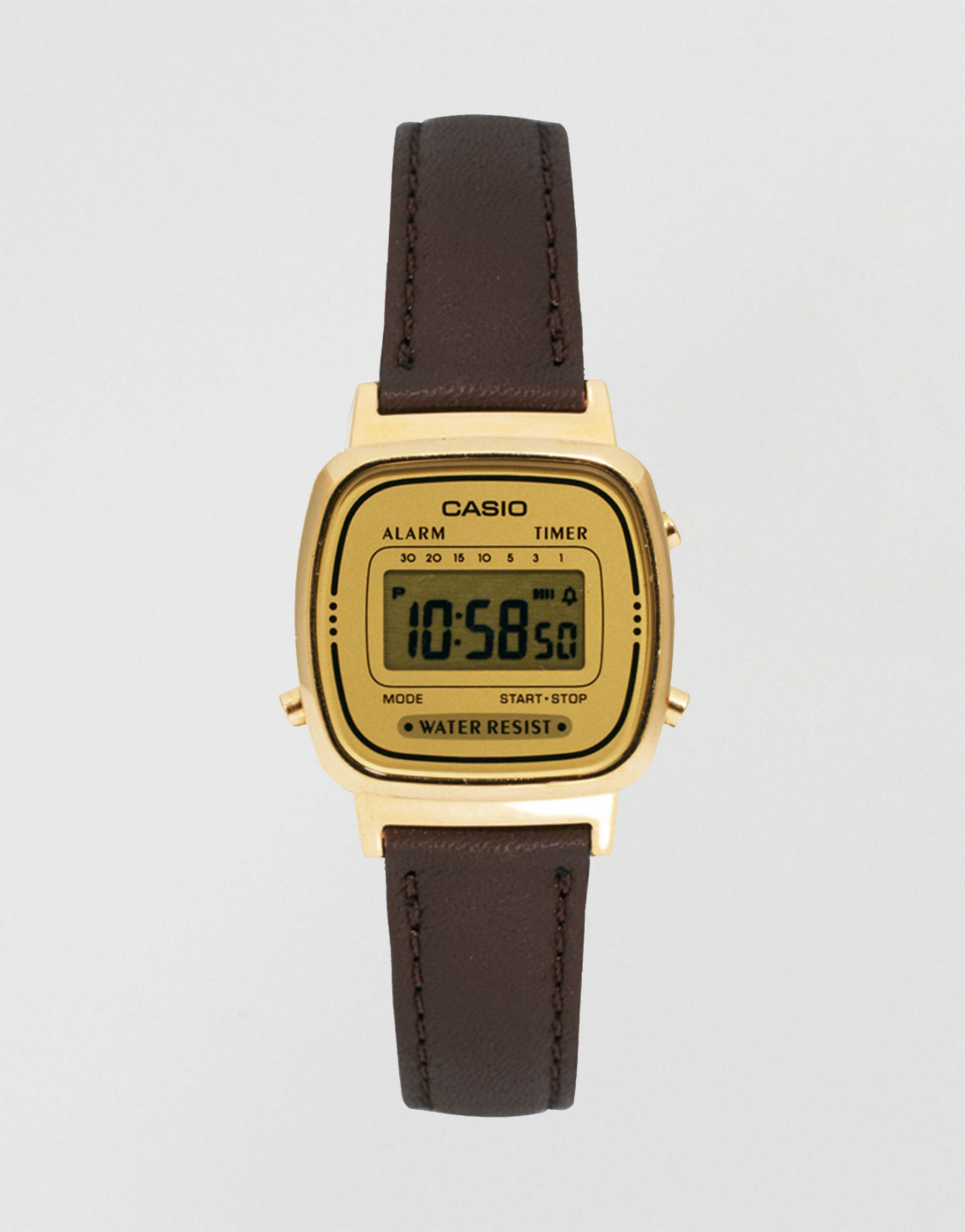G-Shock Leather Strap Digital Watch Brown | Lyst