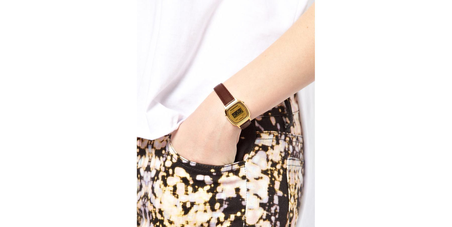 GShock Brown Leather Strap Digital Watch La670wegl9ef Brown Lyst