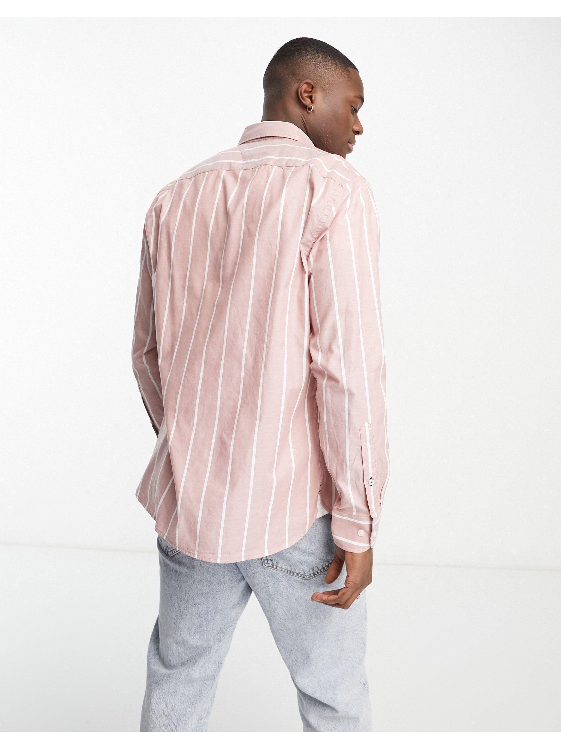 Tommy Hilfiger Stripe Regular Fit Long Sleeve Shirt in Pink for Men | Lyst