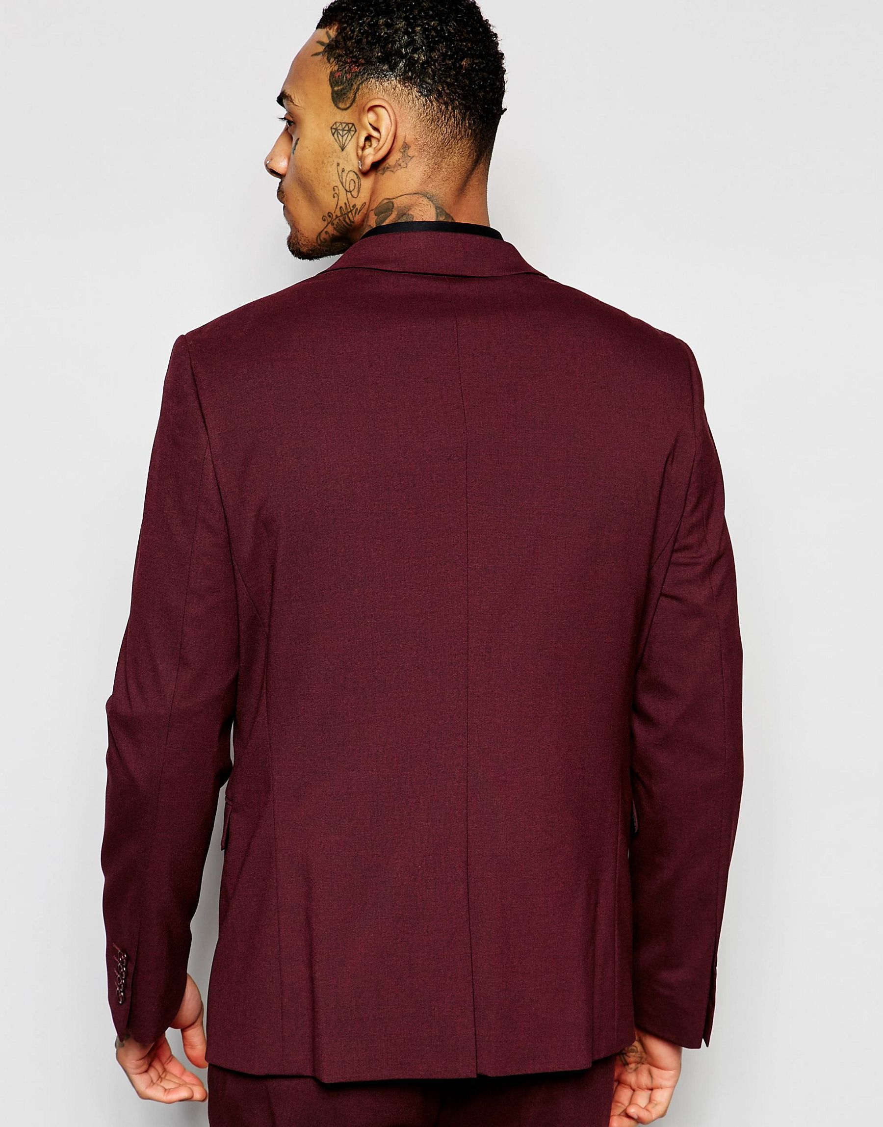 ASOS Synthetic Skinny Suit Jacket In Burgundy in Purple ...