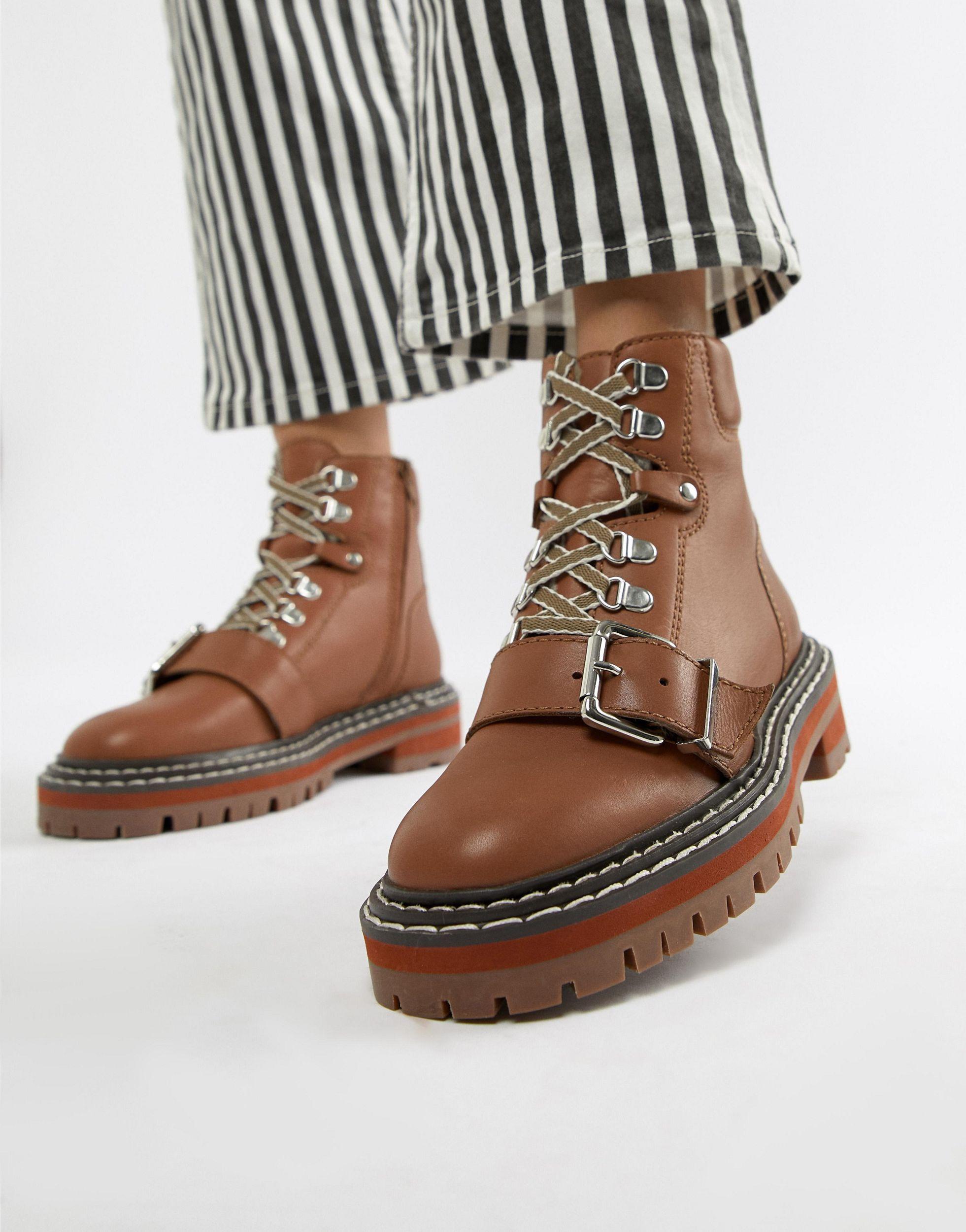leather hiker ankle boots