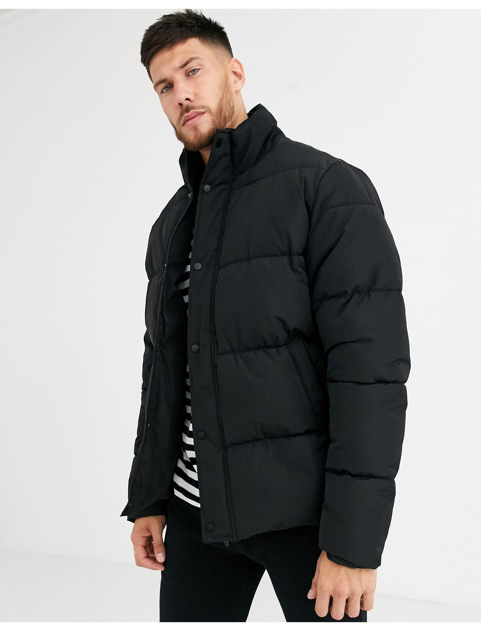Buy asos design sustainable puffer jacket with hood in black> OFF-75%