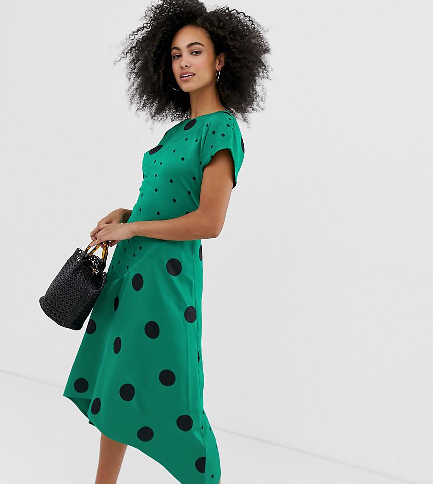 warehouse mixed spot midi dress