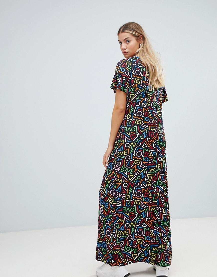 Love Moschino Scrambled Logo Maxi Dress Lyst