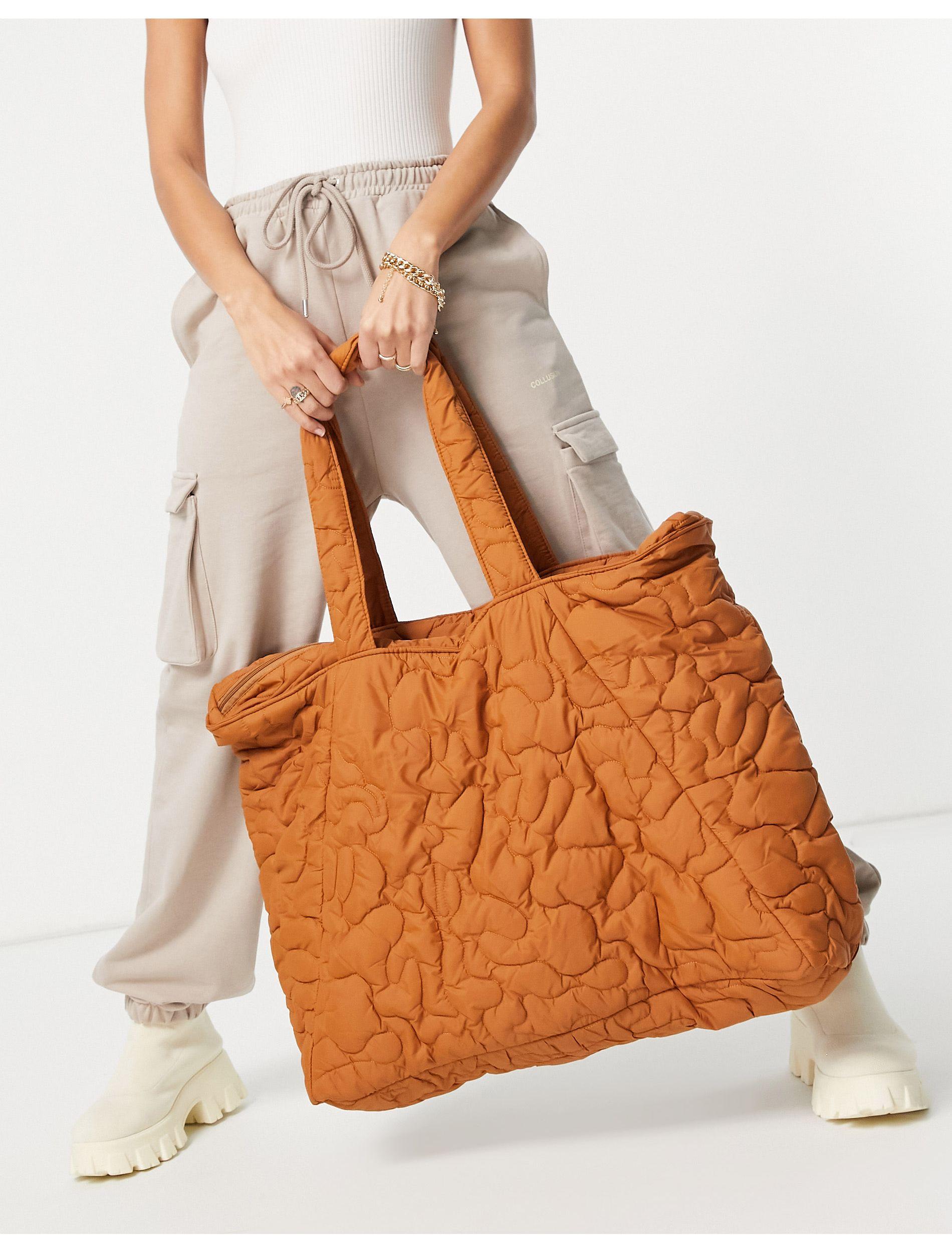 SELECTED Femme Oversized Quilted Bag in Brown | Lyst