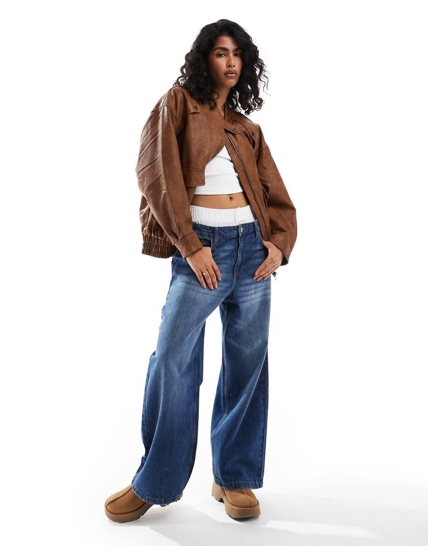 Bershka Oversized Faux Leather Blazer