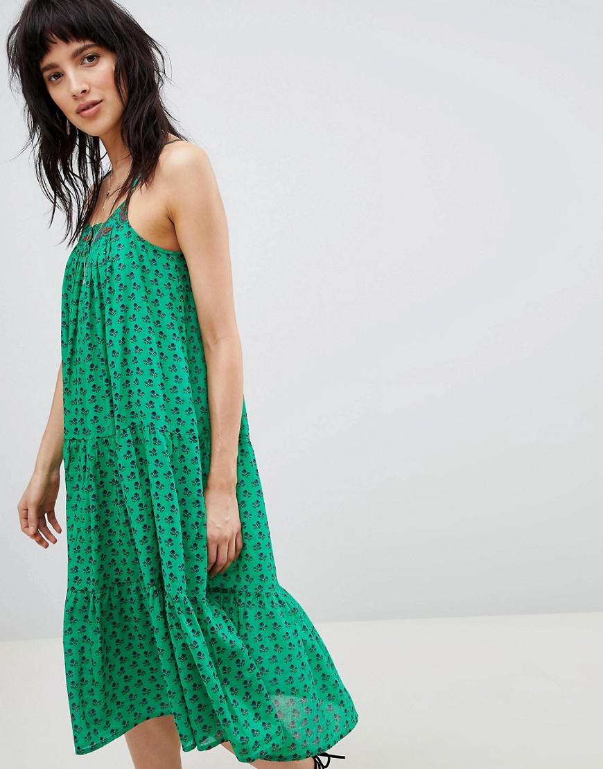 Ba&sh Silk Printed Cami Midi Dress in Green - Lyst