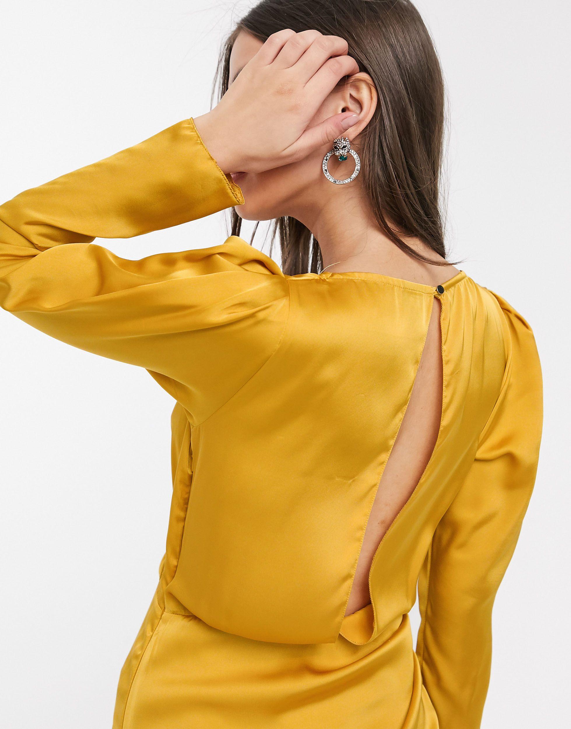 river island gold wrap dress