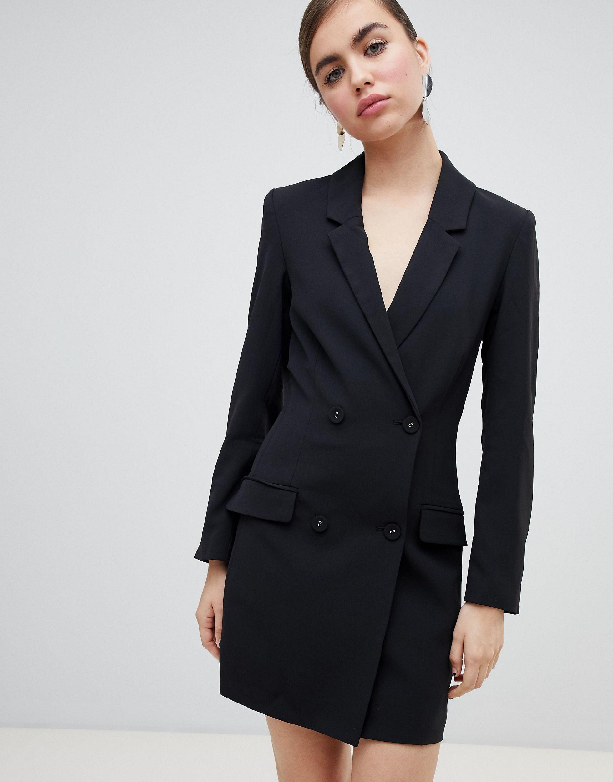 Monki Denim Mini Blazer Dress In Black - Lyst