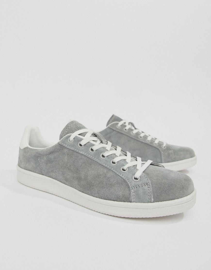 Pull&Bear Suede Trainer In Grey in Gray for Men - Lyst