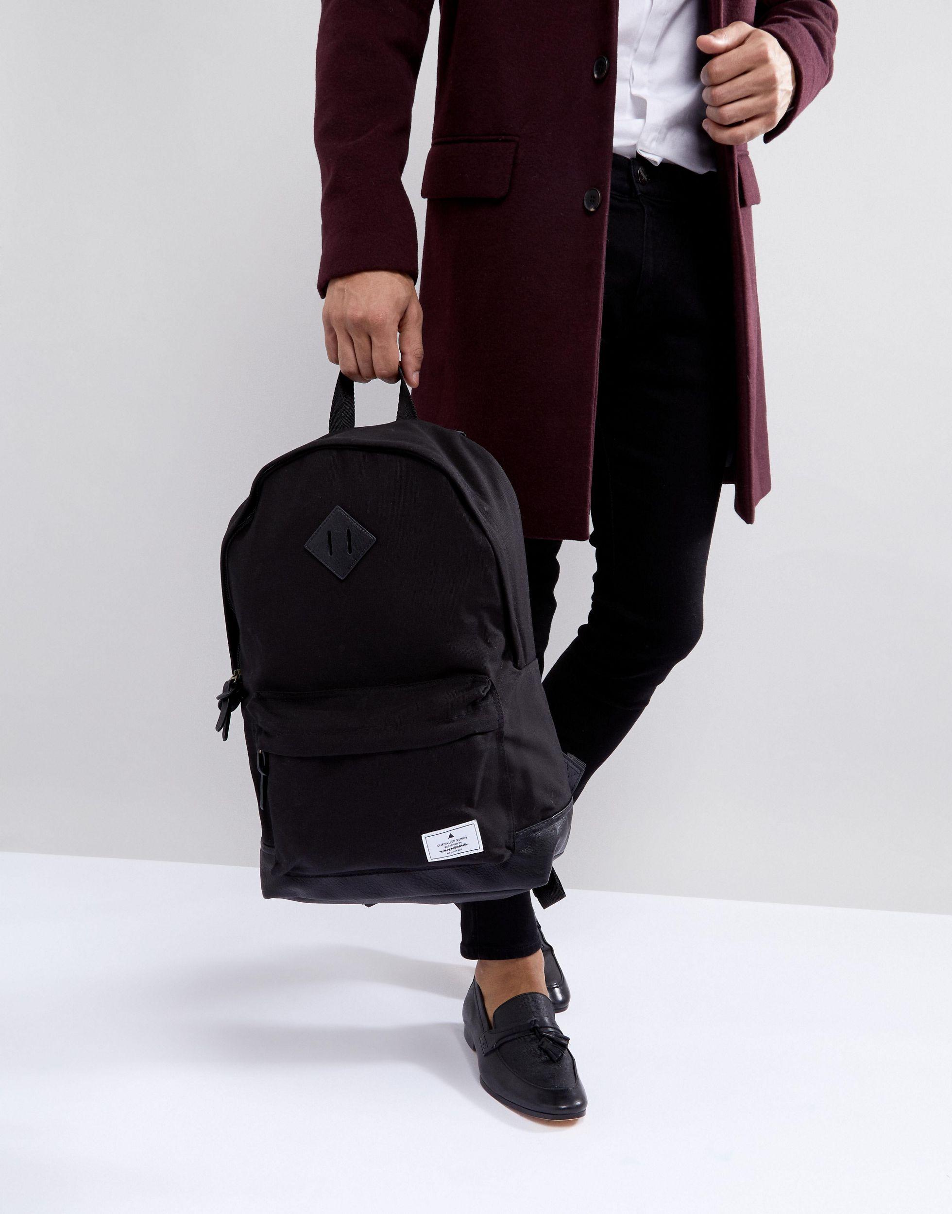 ASOS Canvas Unrivalled Supply Backpack in Black for Men | Lyst