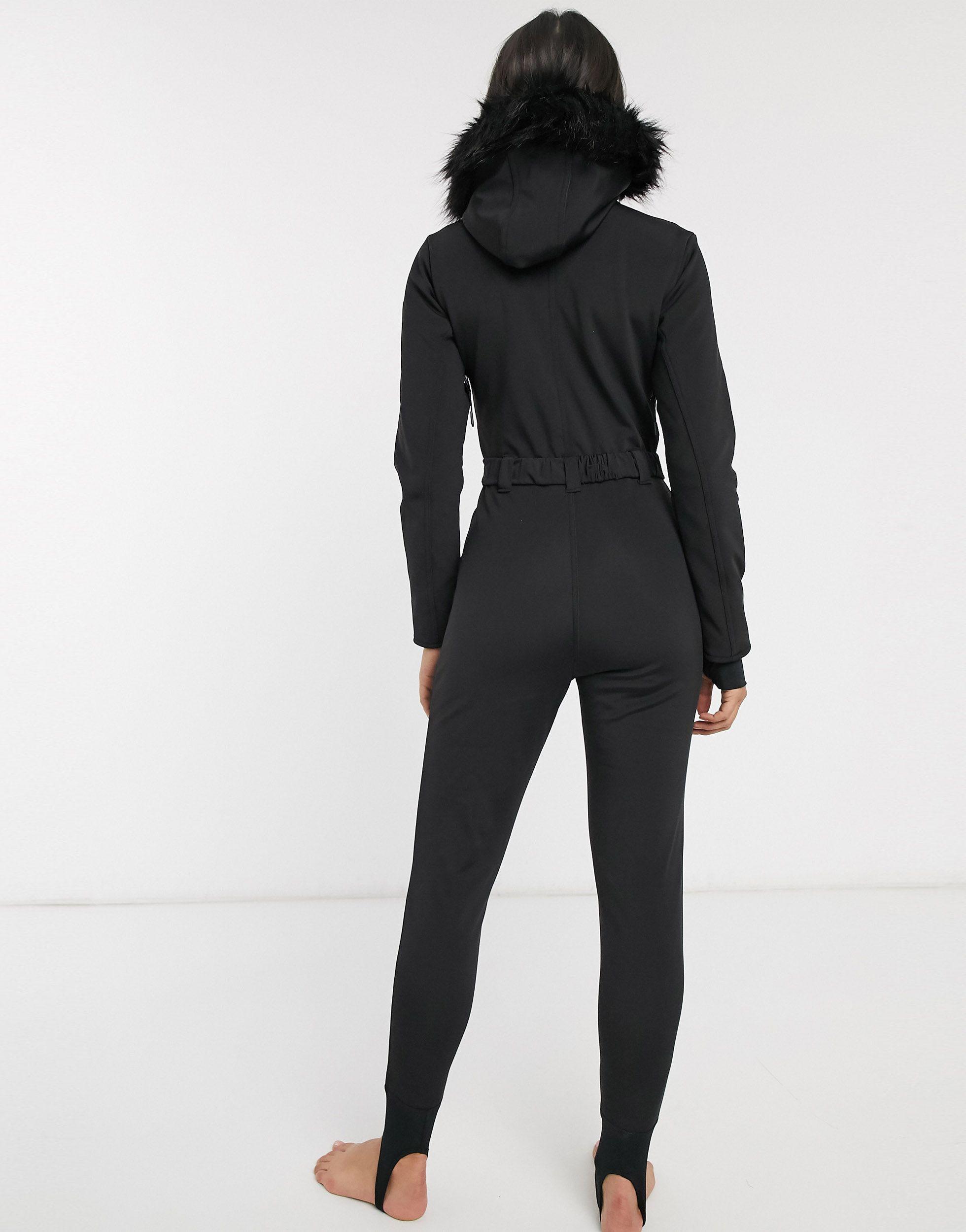 ASOS 4505 Synthetic Ski Fitted Belted Ski Suit With Faux Fur Hood in ...
