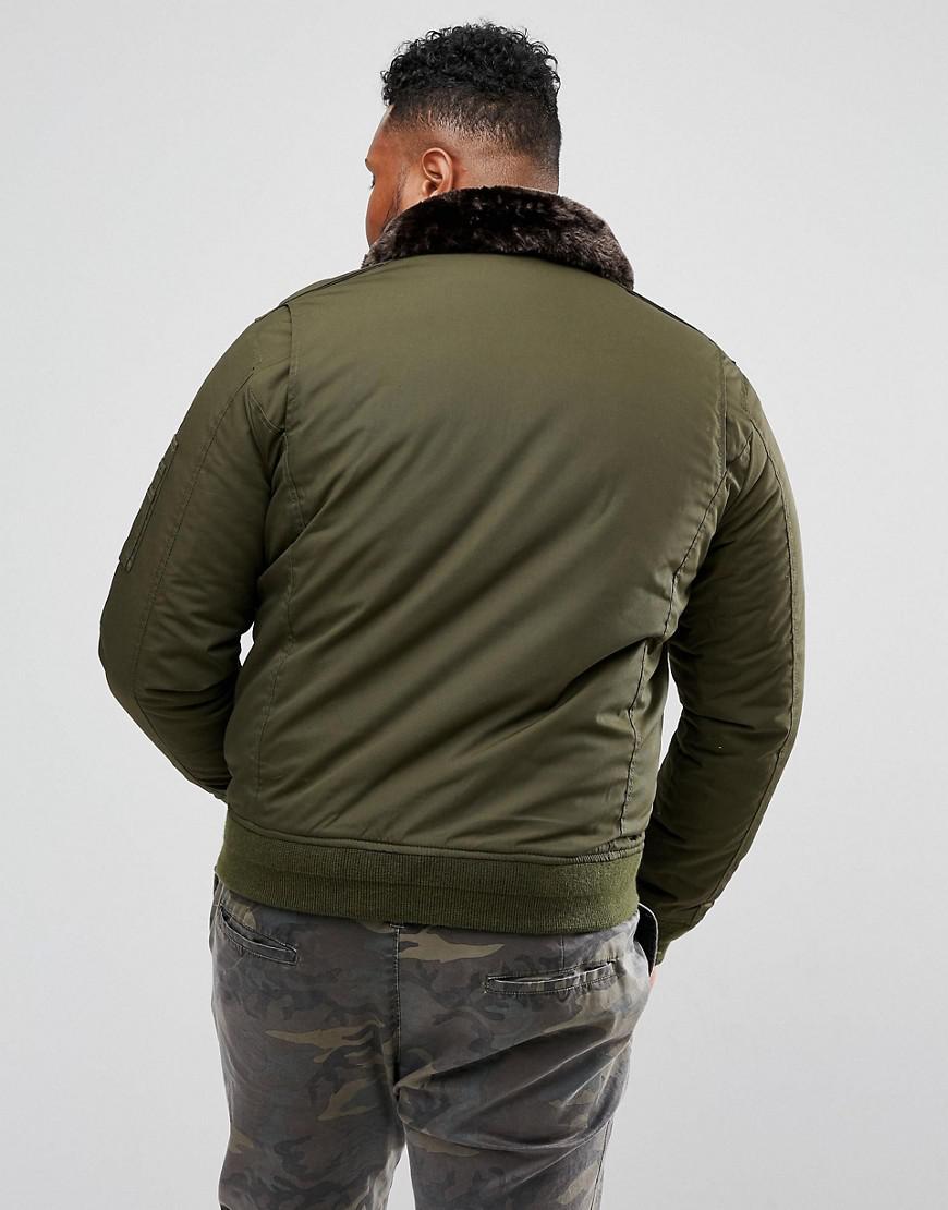 schott nylon badge bomber jacket slim fit in green