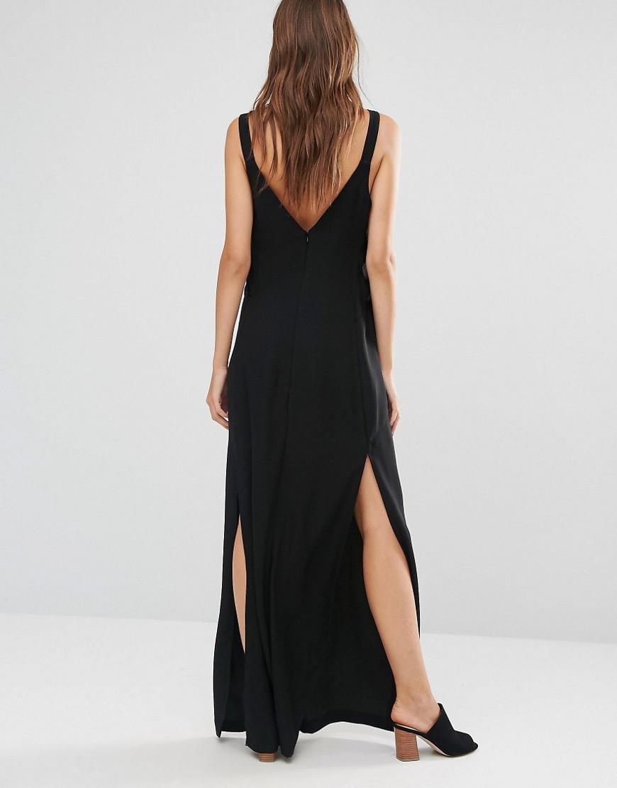 warehouse v neck crepe maxi dress