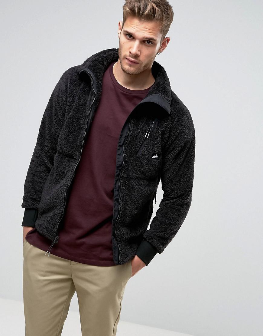 Penfield Breakheart Teddy Fleece Jacket Full Zip In Black for Men | Lyst