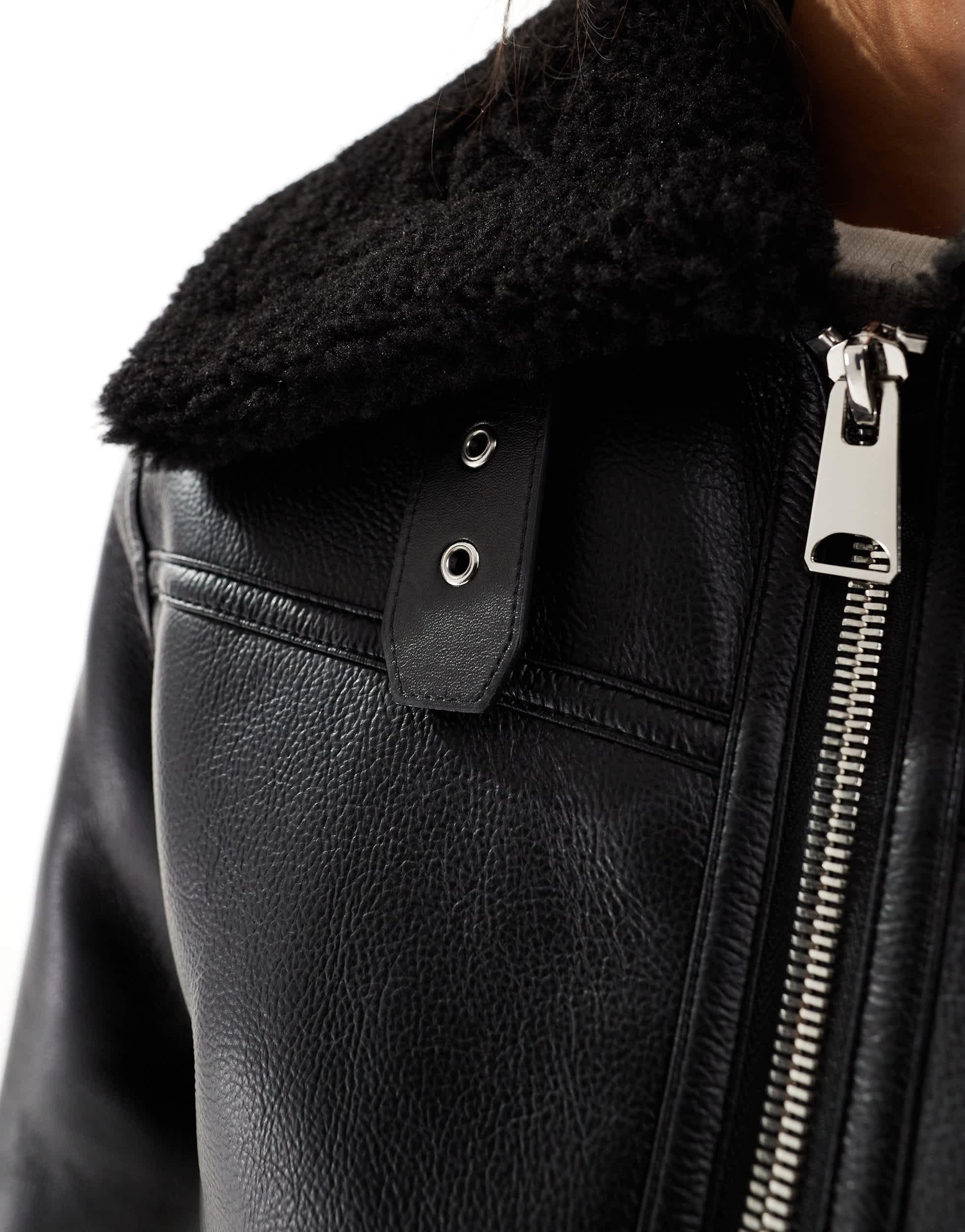 Blouson aviateur court en imitation cuir Mango en coloris Noir Lyst