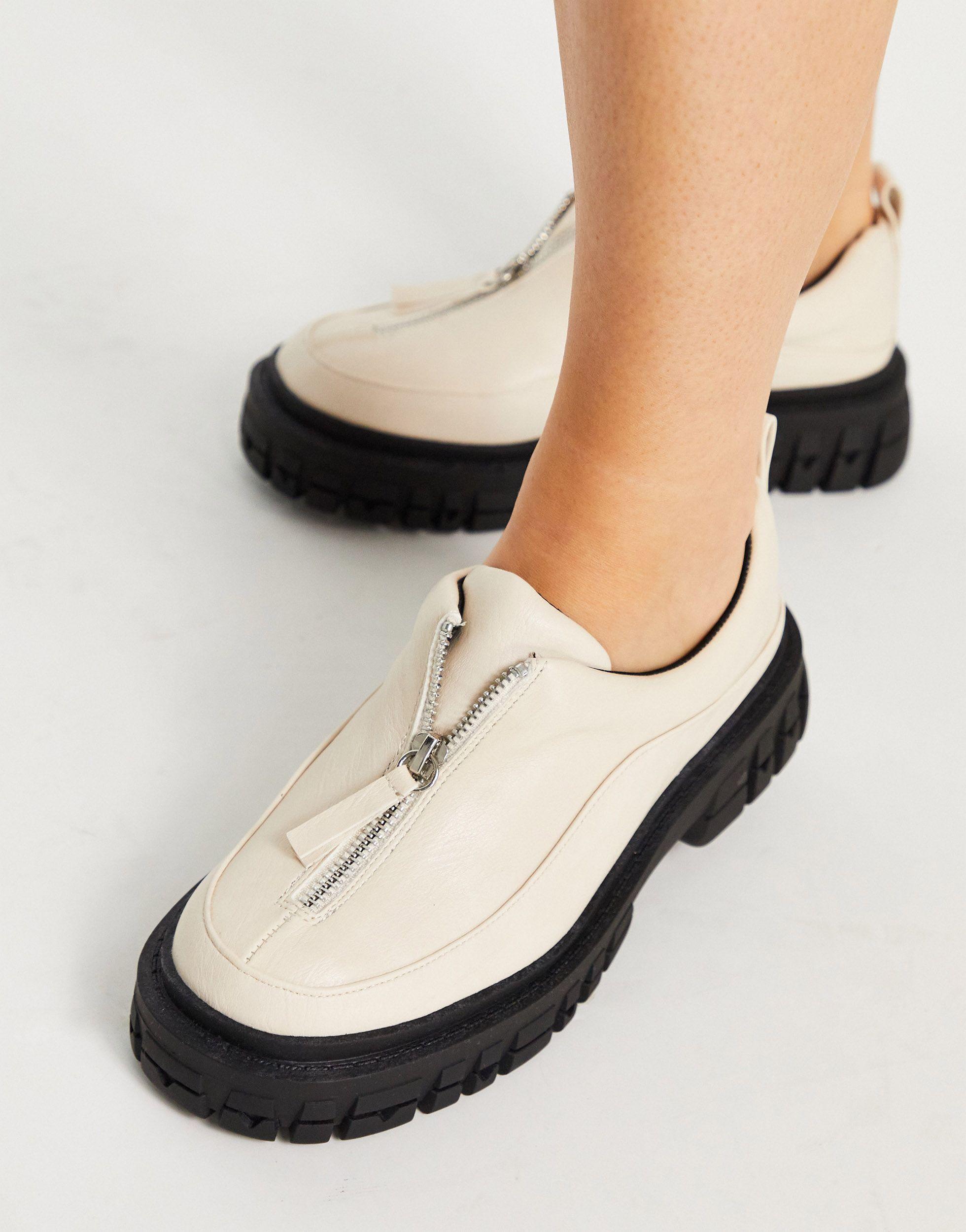 ASOS Miya - Platte Schoenen Met Rits Voor En Plateauzool in het Wit - Lyst